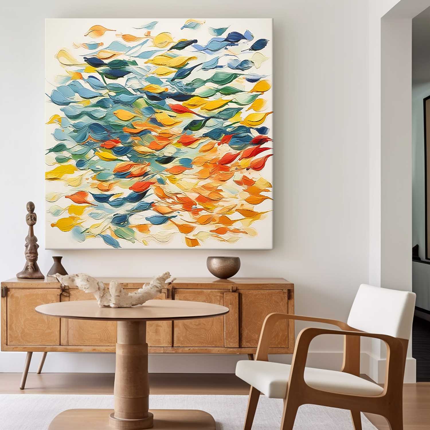 Color Scraper Abstract Goldfish Acrylic Painting Canvas Great Quality Hand Painted Abstract Wall Art Home Decor