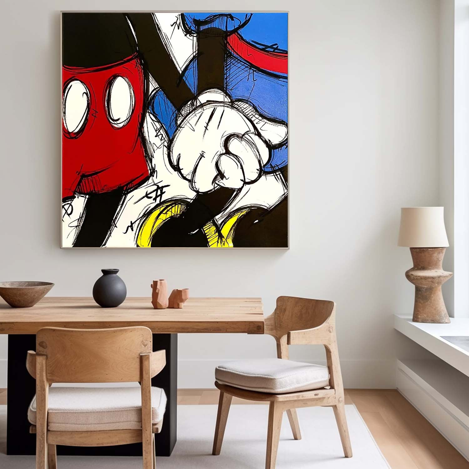 Square Colorful Abstract Wall Art Original Graffiti Disney Characters Painting Canvas Large Artwork