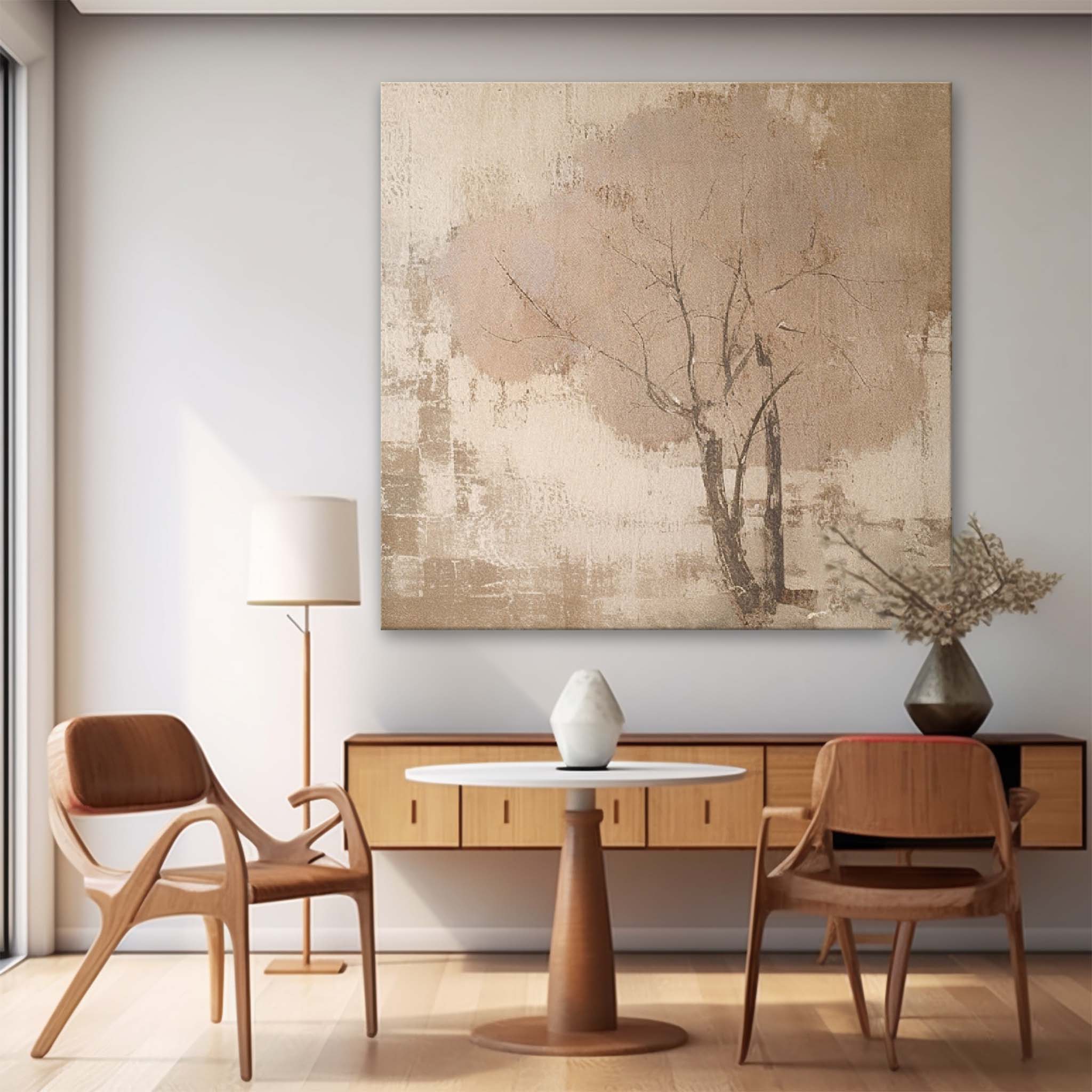 Square Acrylic framed Painting Abstract Tree Wall Art Hand Painted Cute Vintage Oil Painting On Canvas Online