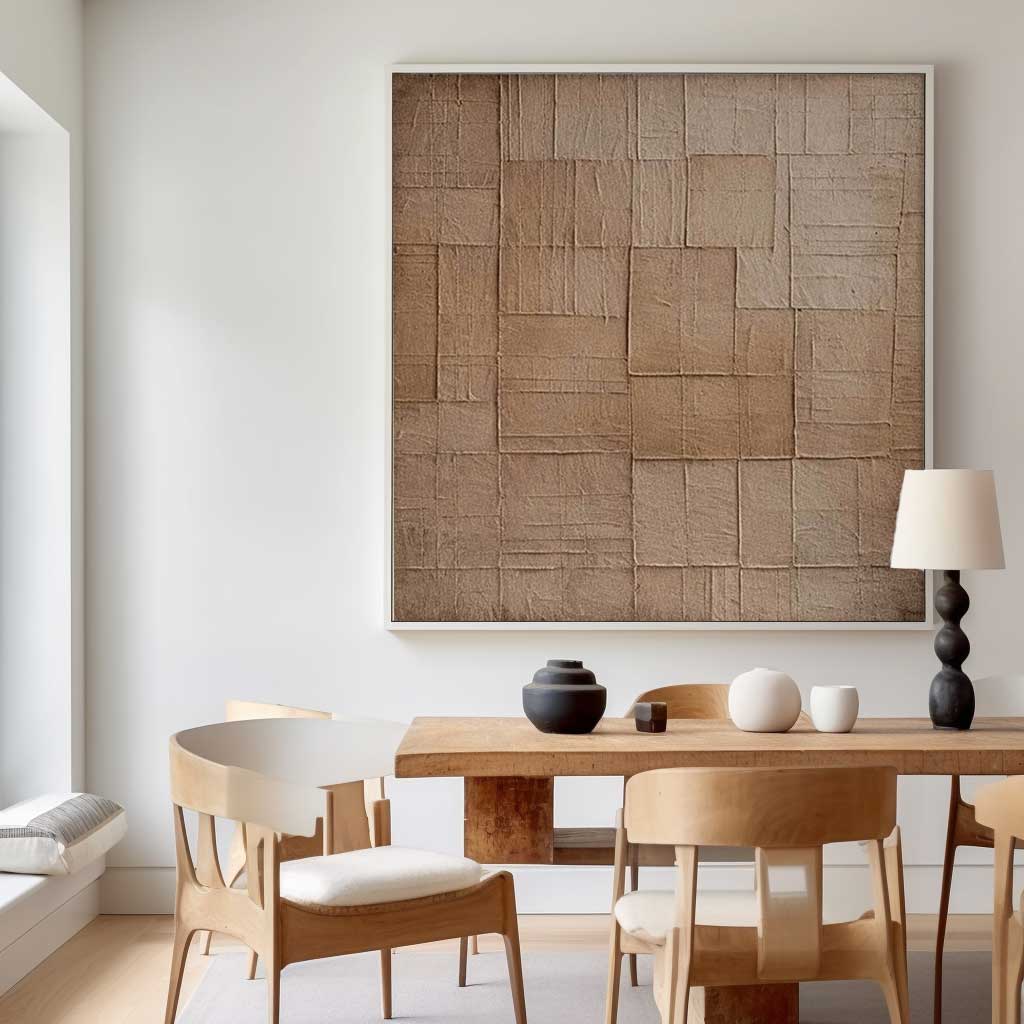 Large Brown Minimalist Art Modern Texture Abstract Geometry Acrylic Painting On Canvas Original Canvas Wall Art Home Decor