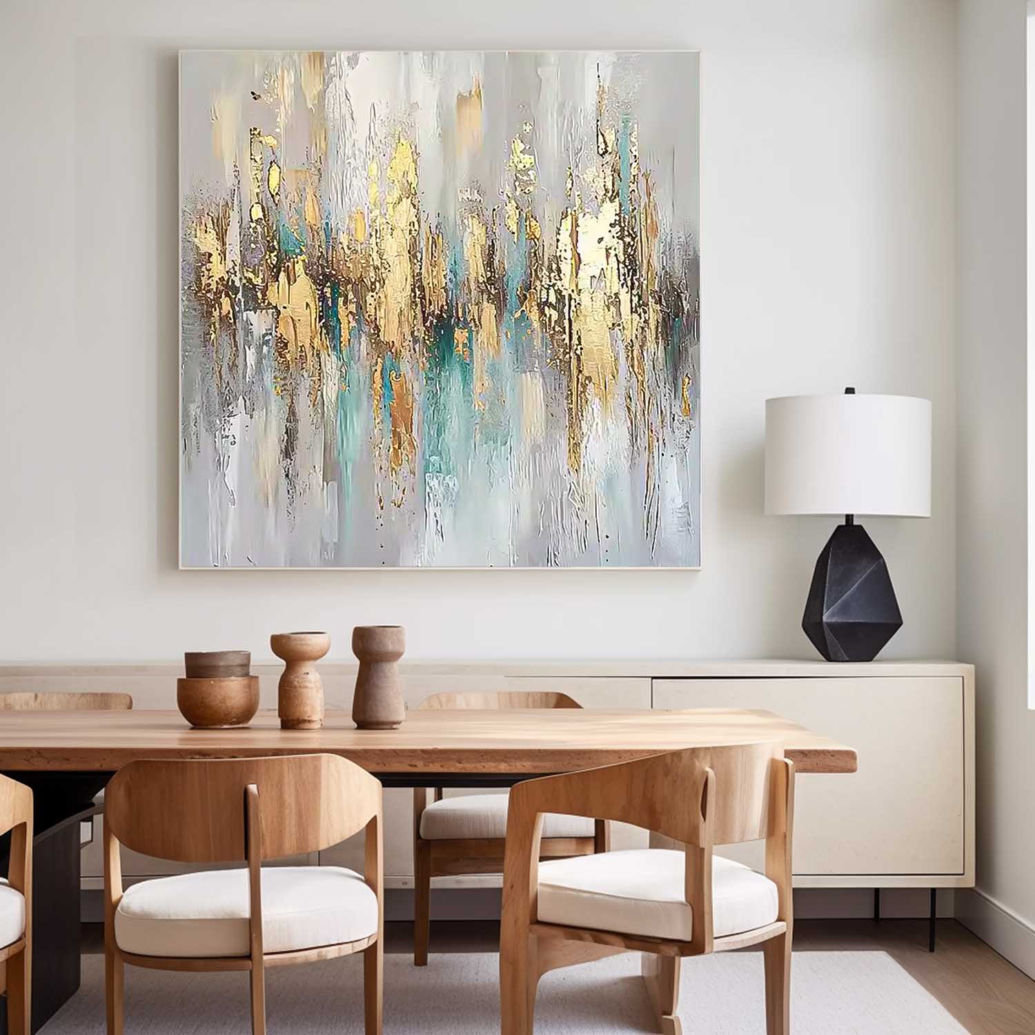 Square Texture Abstract Gold Acrylic Painting On Canvas Contemporary Popular Oil Painting Wall Art