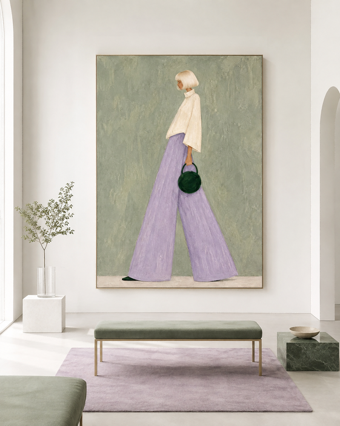 Abstract Modern Art Painting With Textured Brushwork And Feminine Elegance