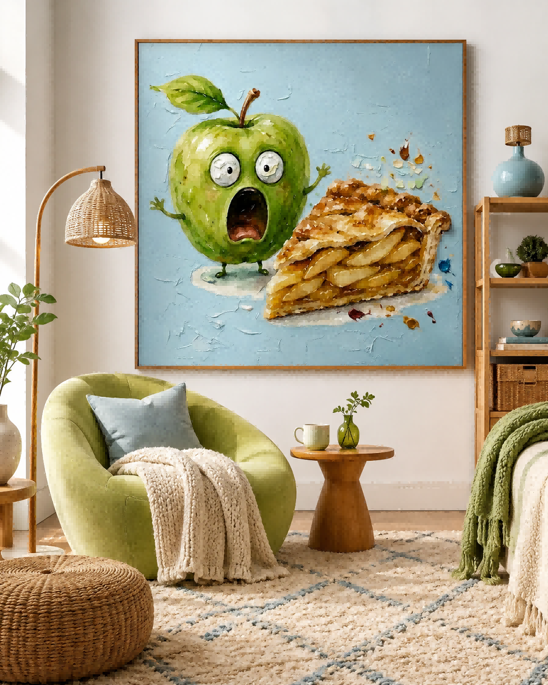 Cute Pop Art Style Food Painting With Textured Canvas For Living Room