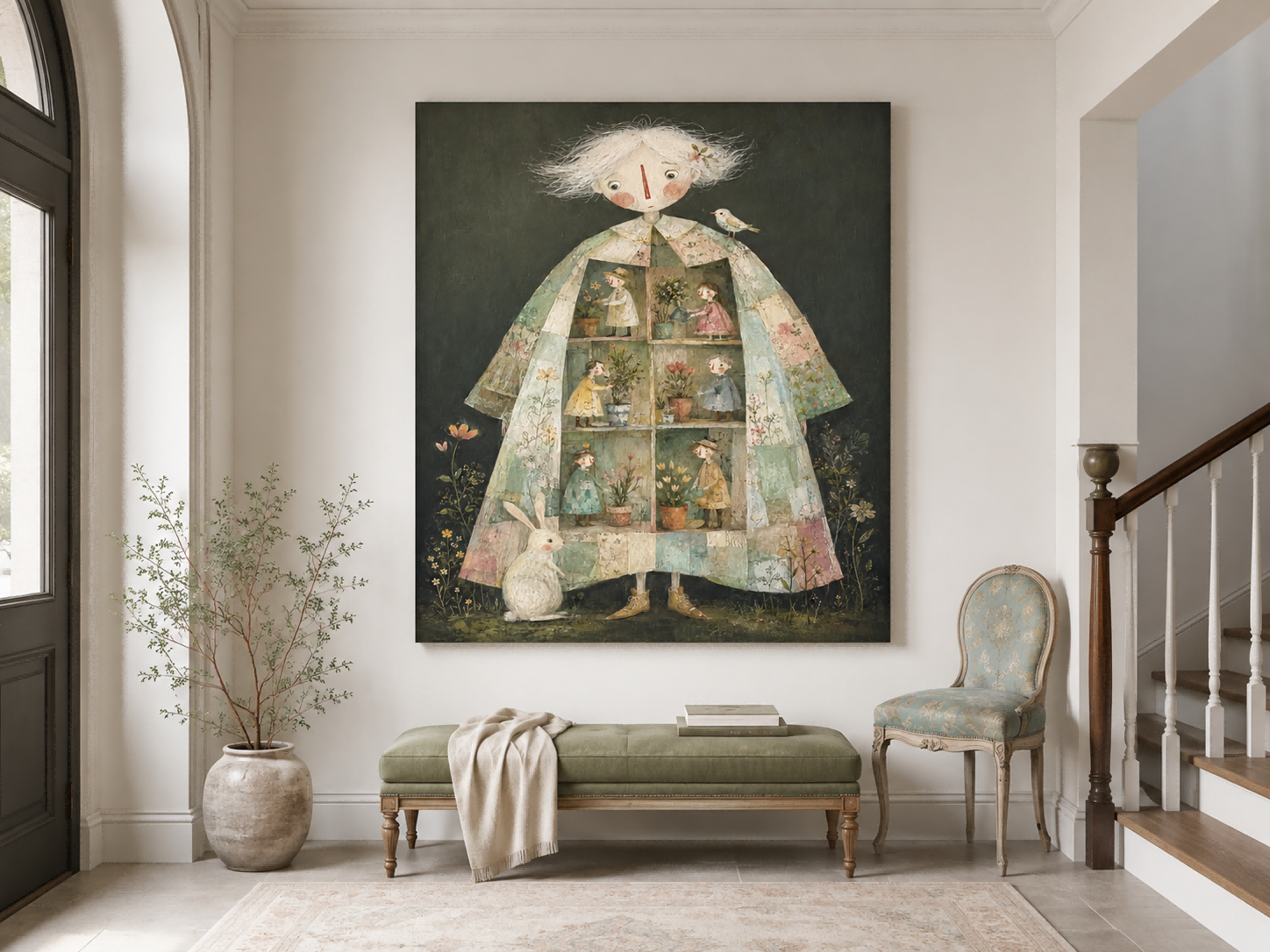 Modern Surrealist Painting With Romantic And Abstract Elements