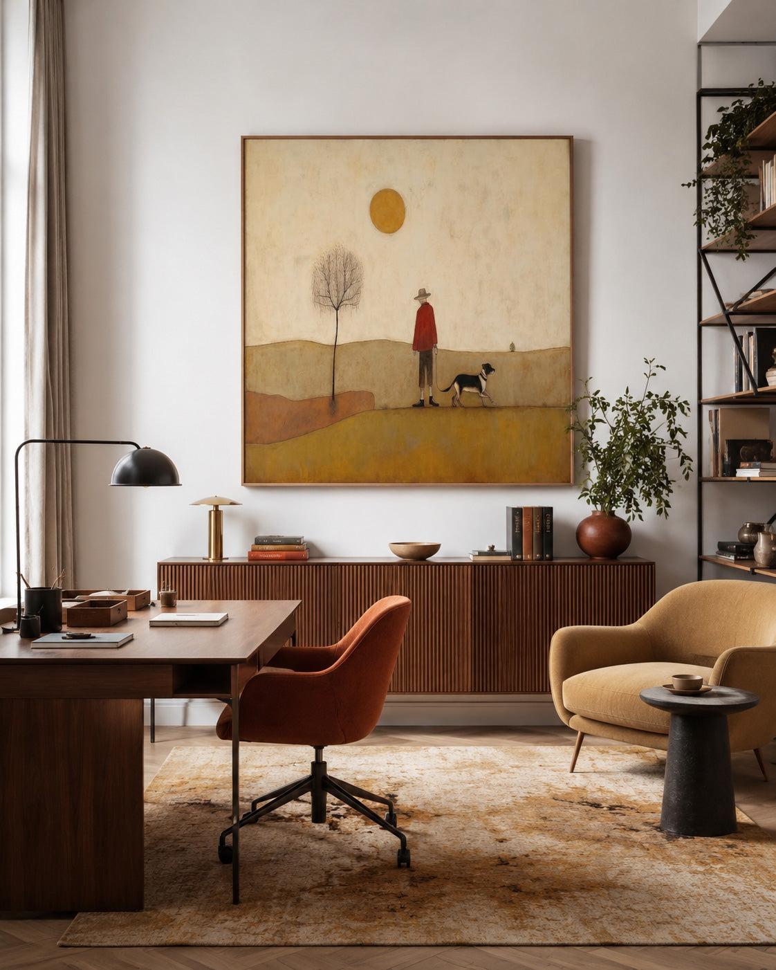 Warm Earthy Tone Canvas Art For Serene Living Room And Reading Nook