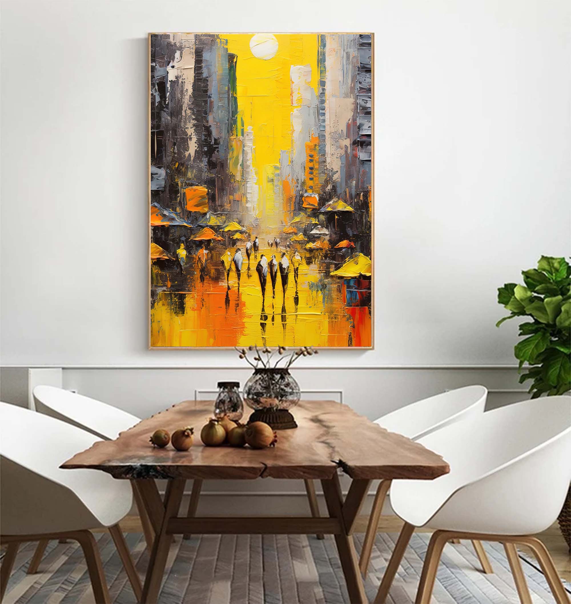 Modern Abstract Cityscape Oil Painting On Canvas Original Urban Scene Art Large Wall Art Living Room