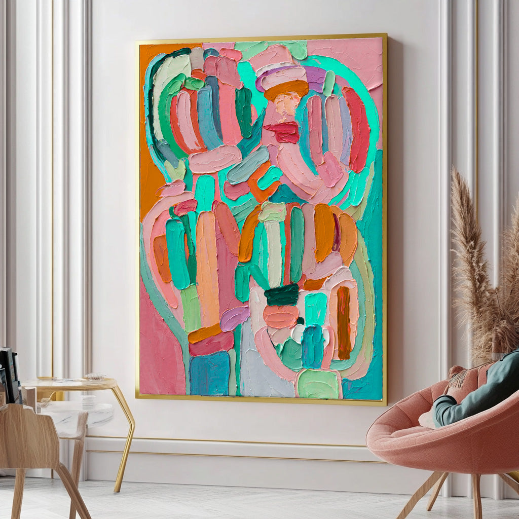 Texture Couple Abstract Oil Painting Large Lovers Acrylic Painting On Canvas Original Artwork For Living Room