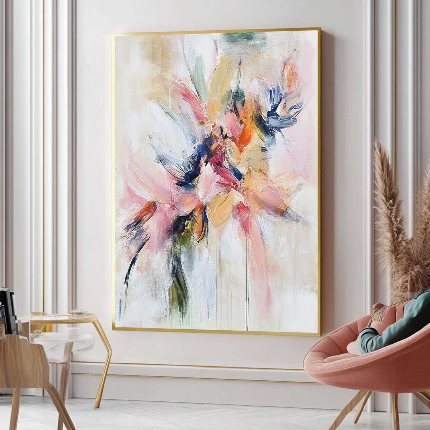 Modern Minimalist Wall Art Original Acrylic Painting Wall Art Abstract Fireworks Oil Painting on Canvas