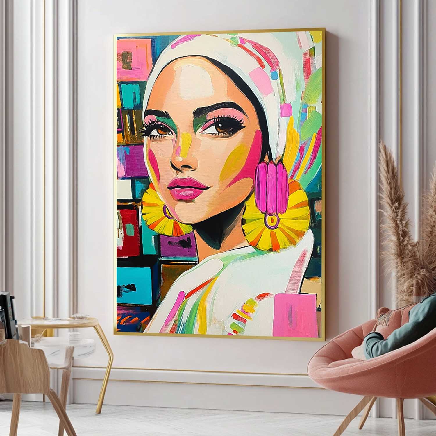 Bright Colors Original Texture Girl Wall Art Abstract Frail Oil Painting On Canvas Lady Modern Artwork