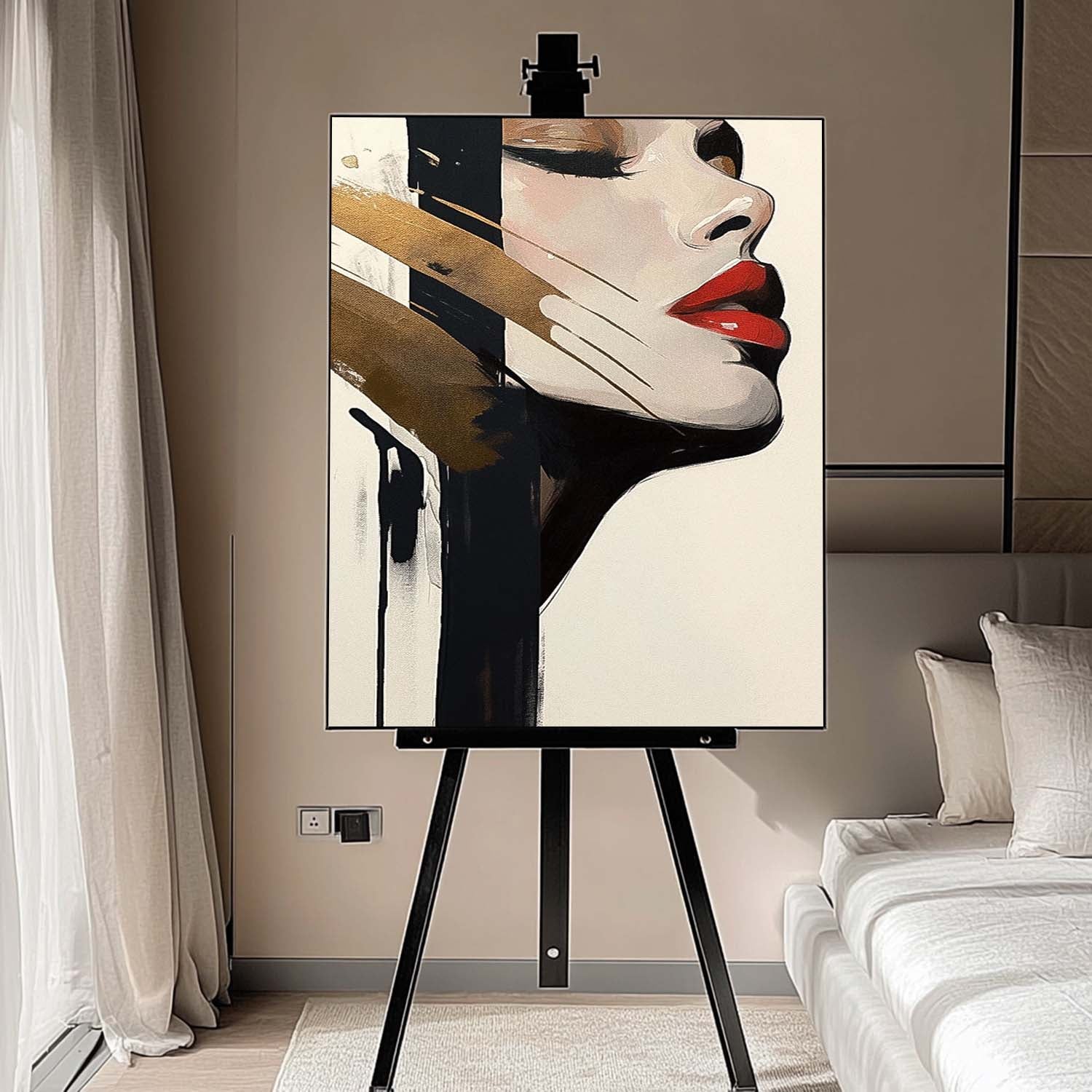 Original Texture Girl Profile Wall Art Abstract Advanced Face Oil Painting On Canvas Lady Modern Artwork