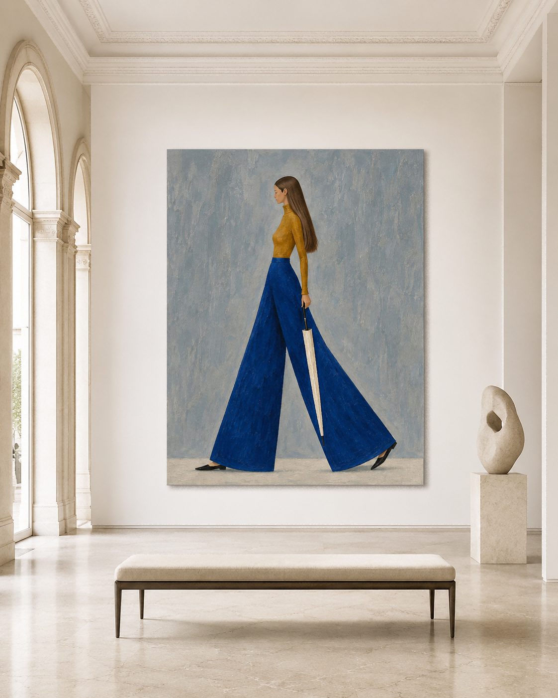 Abstract Figure Painting With Textured Background Original Art