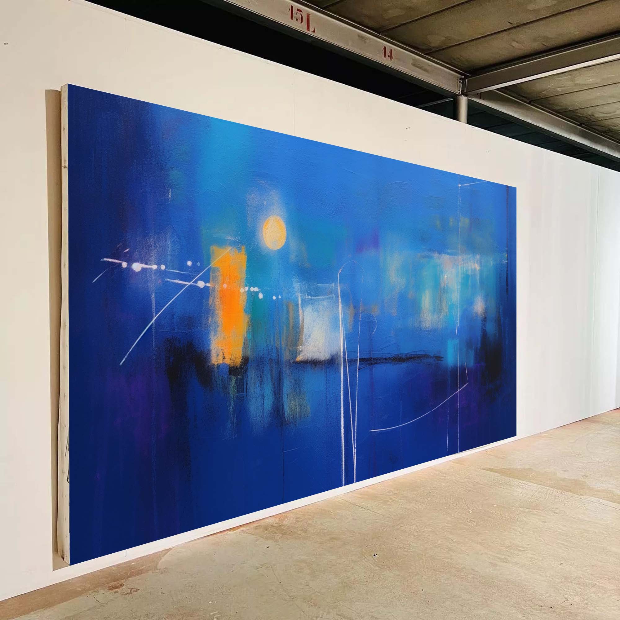 Original Oil Painting On Canvas Large Bright Blue Acrylic Painting Modern Abstract Living Room Wall Art