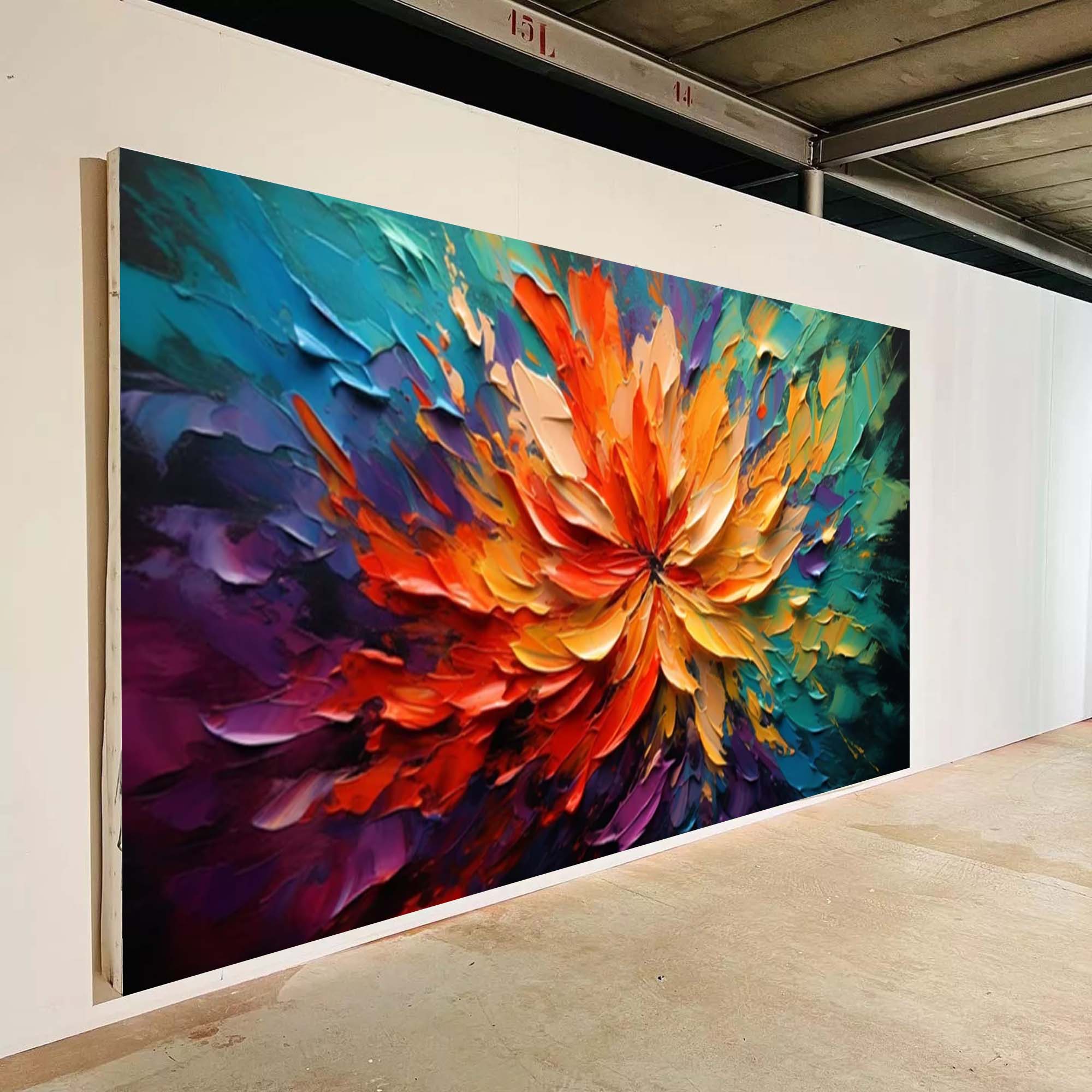 Large Acrylic Textured Colorful Floral Abstract Painting Original Palette Knife Painting Modern Flower Wall Art For Living Room
