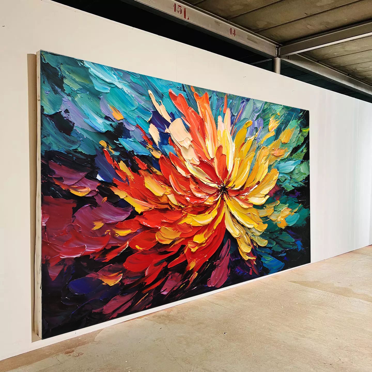 Modern Flower Wall Art Large Textured Colorful Floral Abstract Painting Original Palette Knife Painting