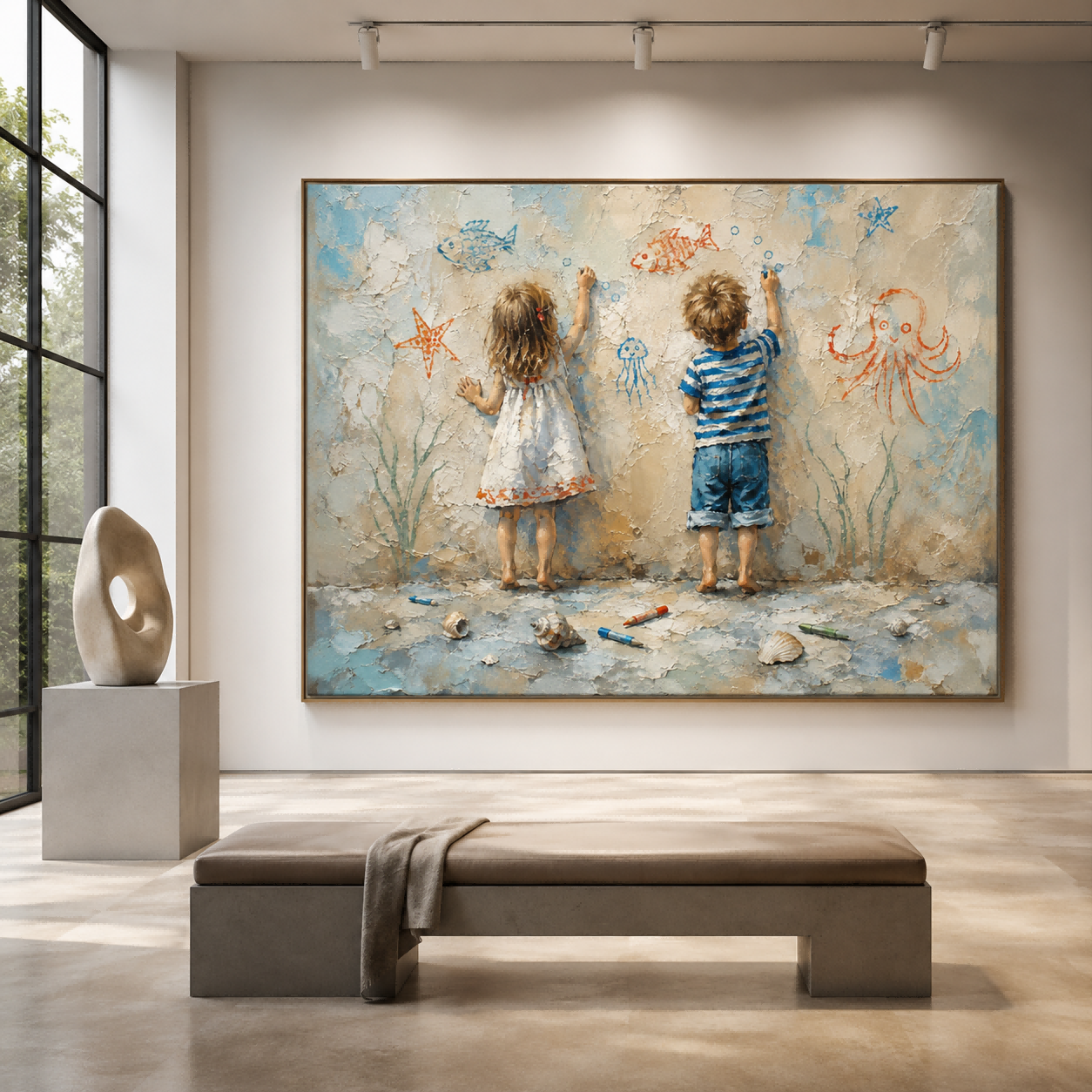 Heartwarming Children Back View Artwork Capturing Pure Joy And Imagination