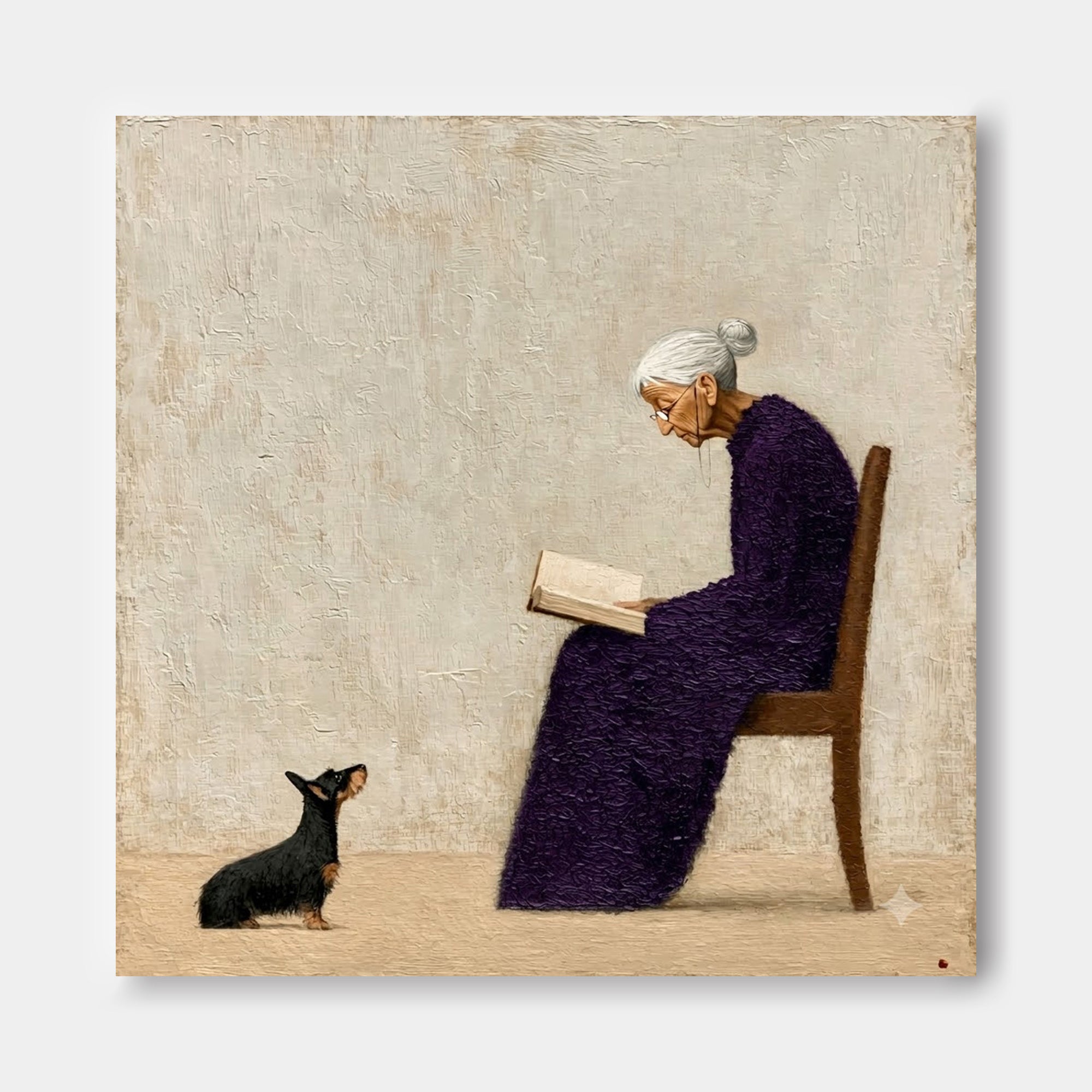 Square Canvas Art With Textured Brushwork For Modern Organic Interiors