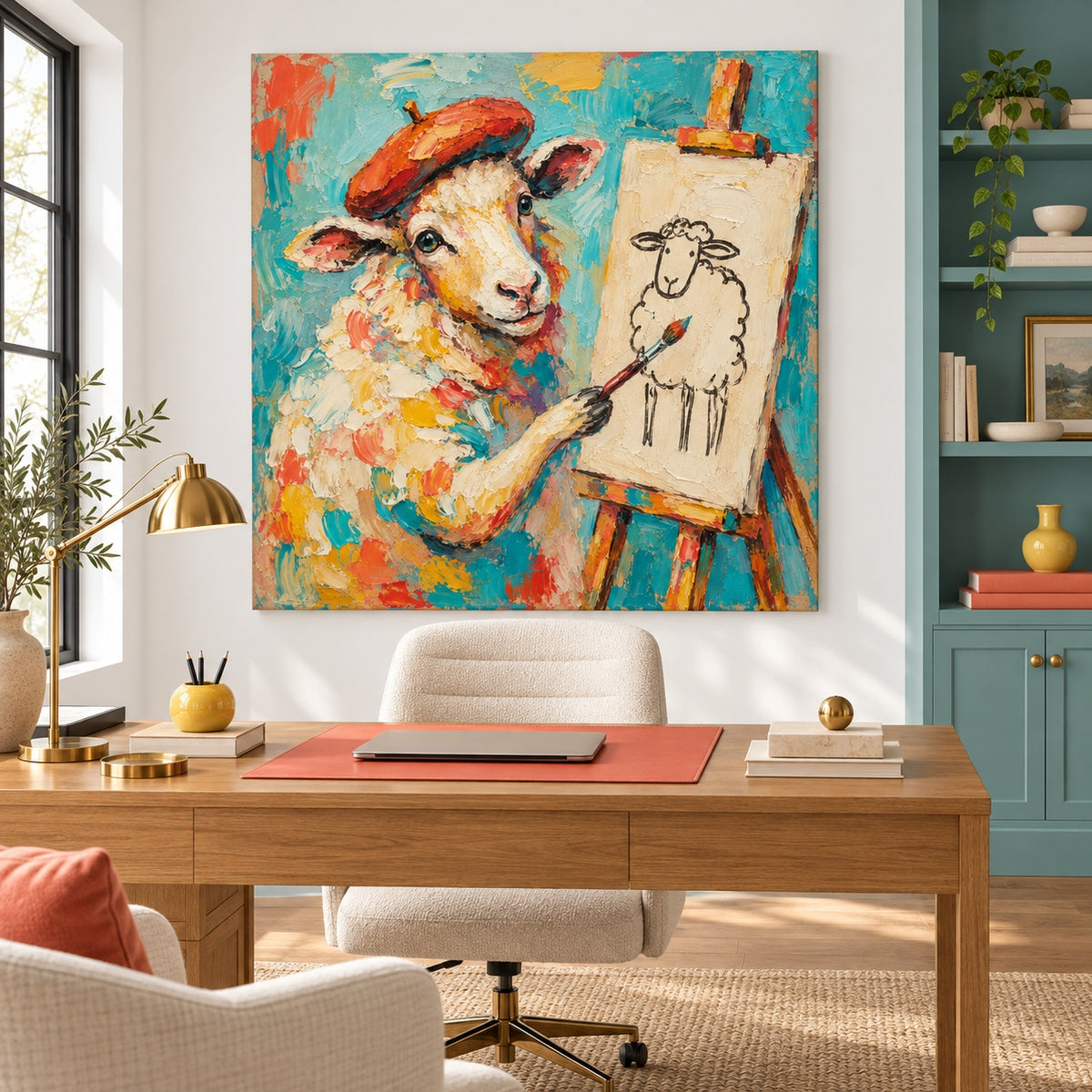 Textured Impasto Animal Art Colorful Cartoon Painting For Modern Home