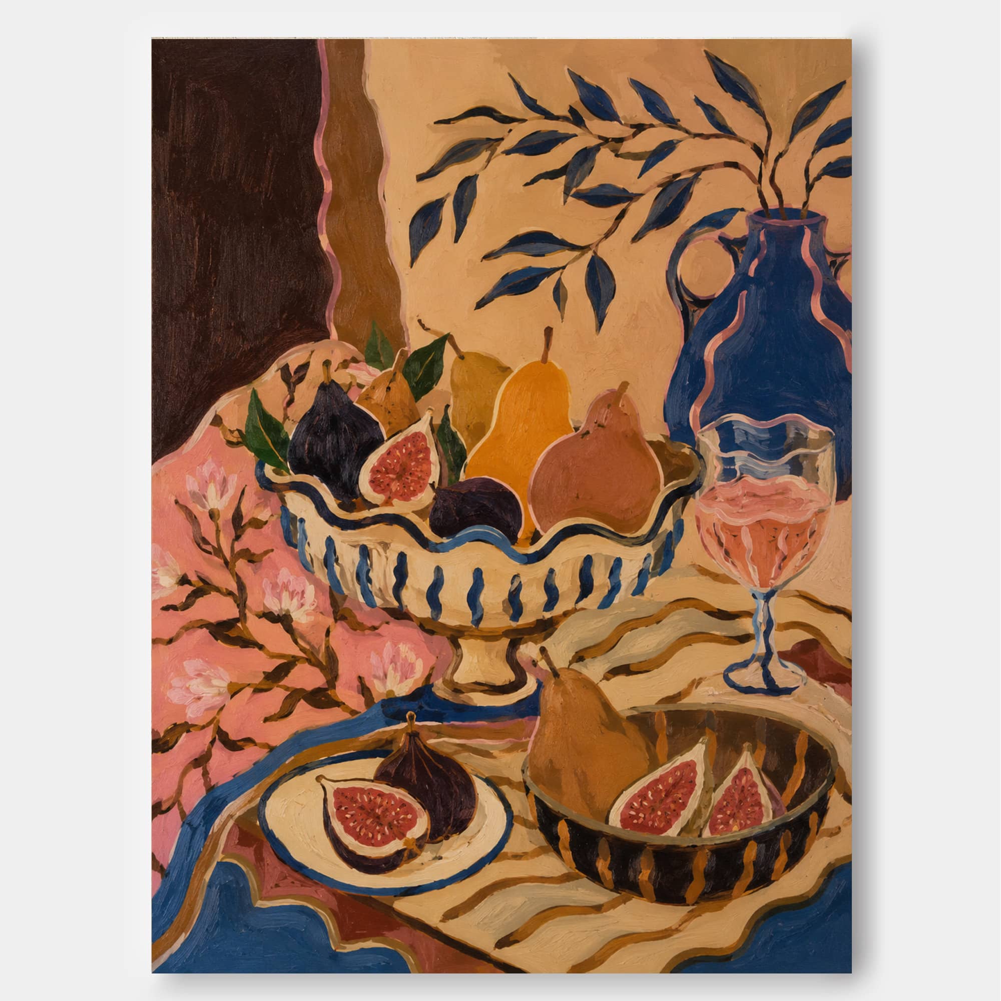 Fantasy Still Life With Pears And Figs In Art Deco Style Canvas Painting