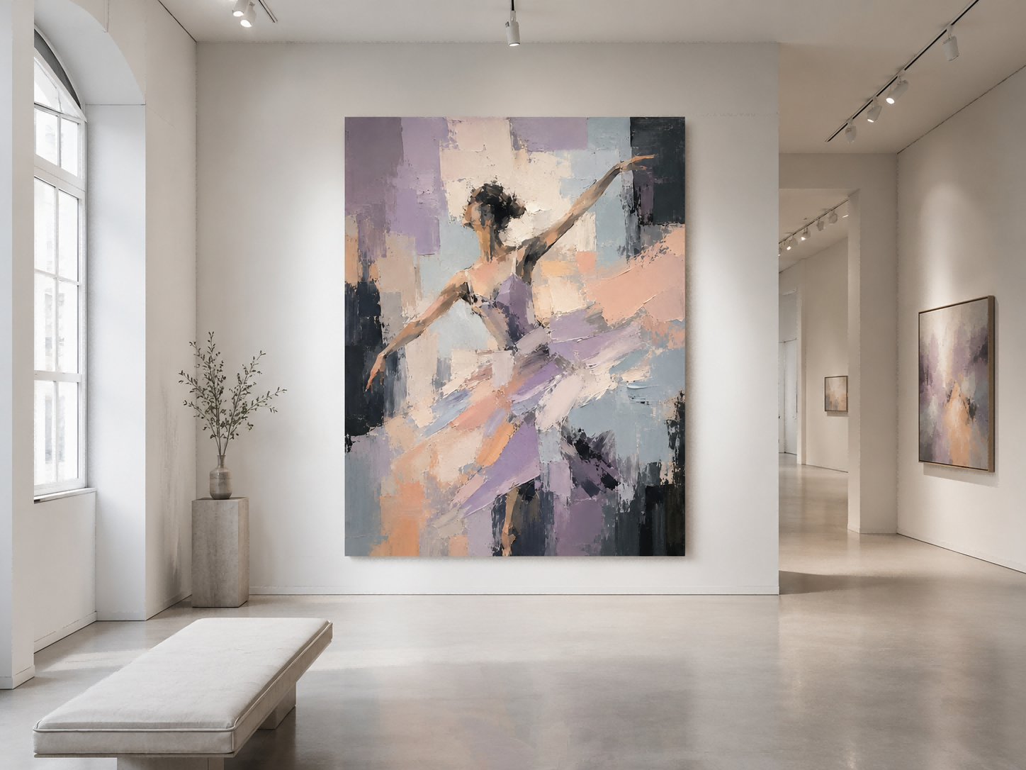 Handmade Textured Oil Painting Of Ballerina With Expressive Brushstrokes And Modern Appeal