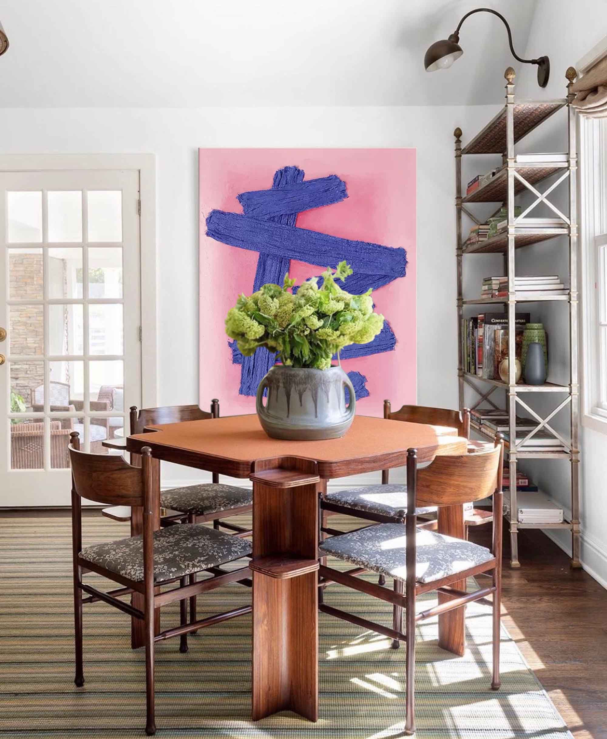 Pink Abstract Oil Painting On Canvas Modern Minimalist Wall Art Large Original Textured Acrylic Painting For Home Decor