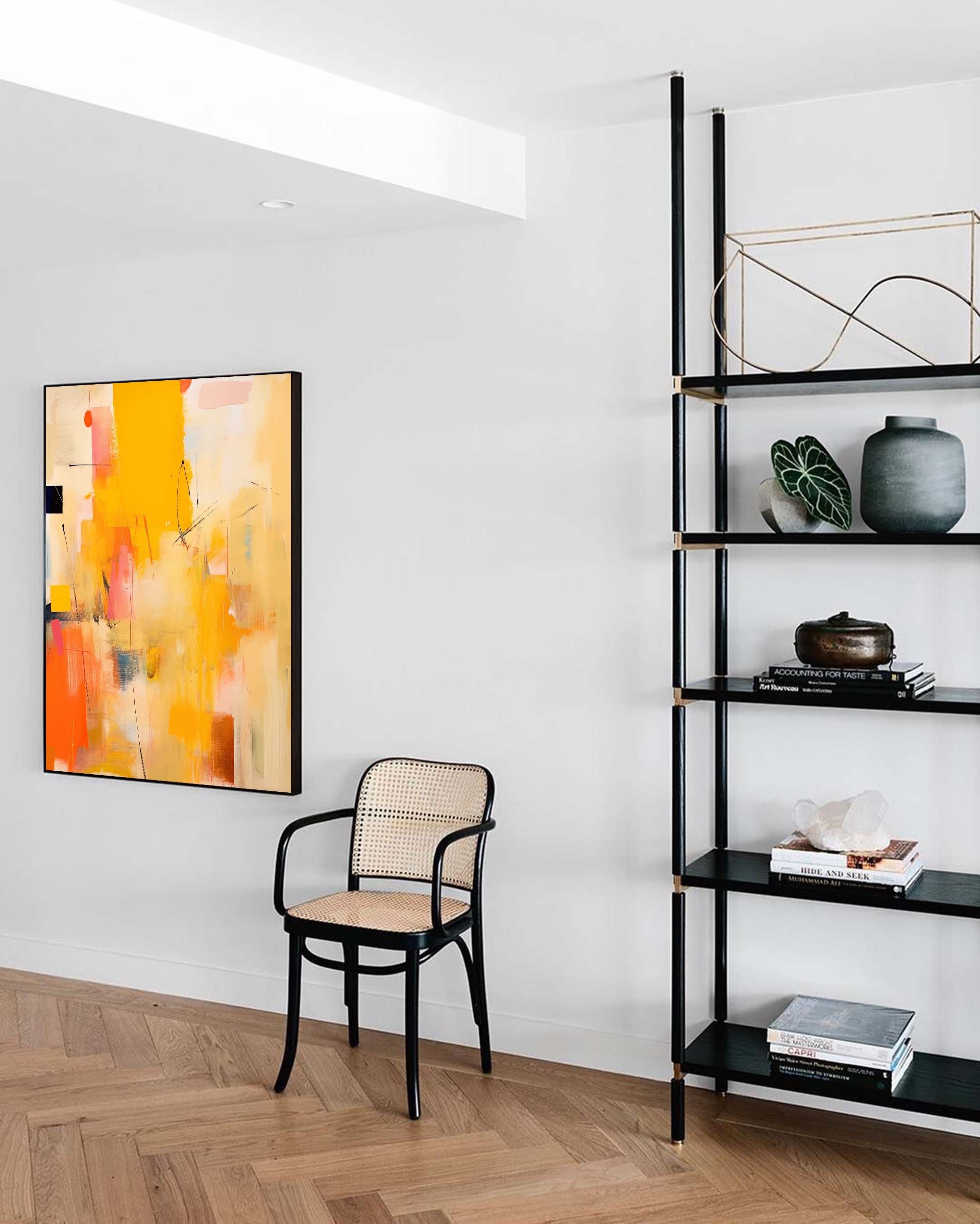 Modern Bright Yellow Acrylic Painting Large Textured Abstract Wall Art Original Oil Painting Living Room Decor