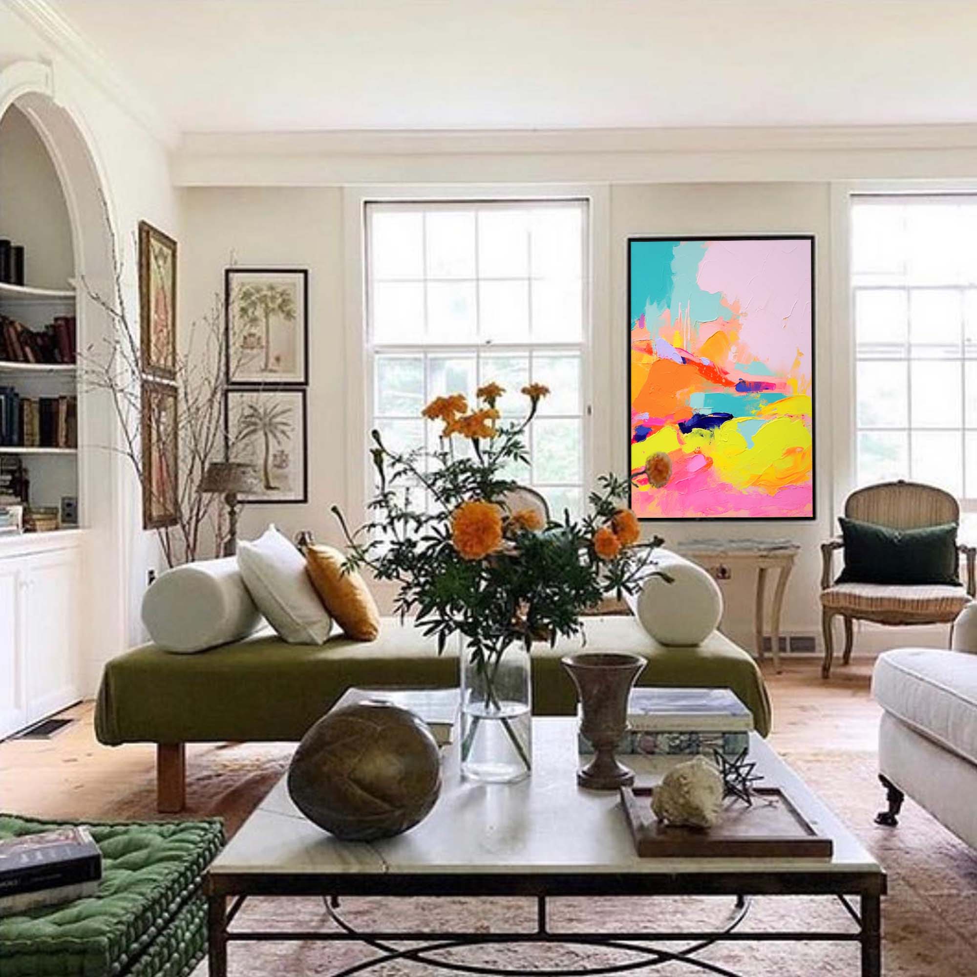 Abstract Oil Painting On Canvas Modern Texture Wall Art Bright Colorful Large Colorful Original Painting For Living Room