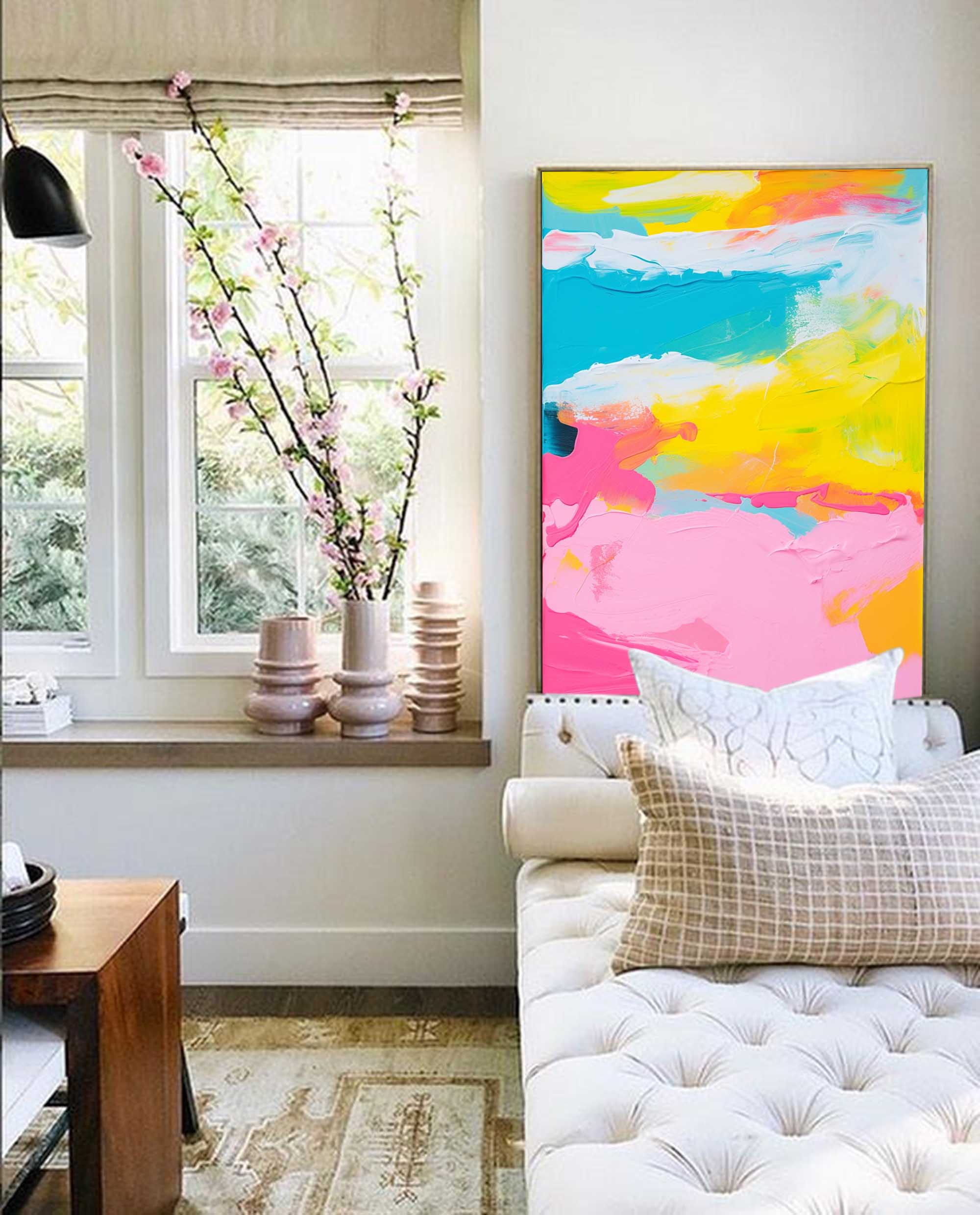 Large Colorful Original Painting Bright Colorful Abstract Oil Painting On Canvas Modern Texture Wall Art For Living Room