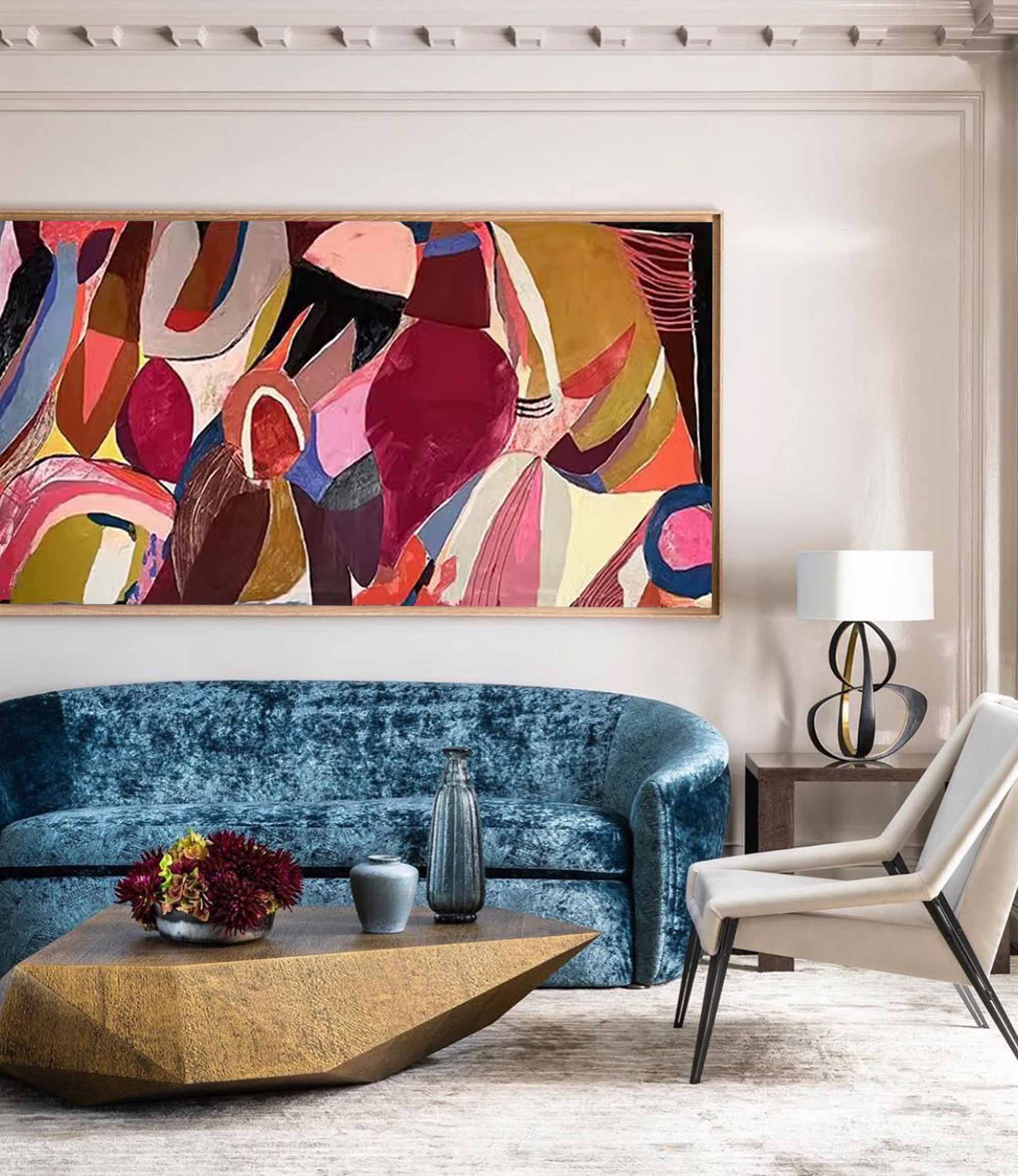 Abstract Large Colorful Painting On Canvas Contemporary Acrylic Painting Modern Wall Art Home Decor