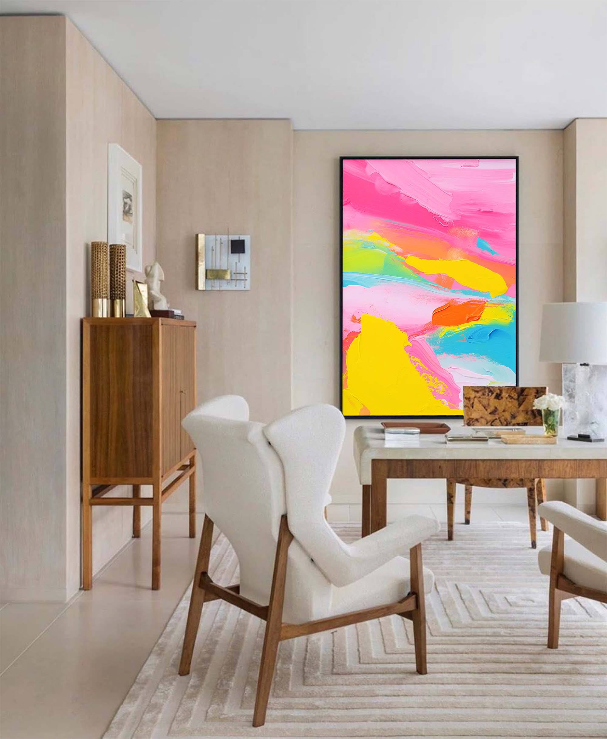 Large Colorful Original Painting Bright Colorful Abstract Oil Painting On Canvas Modern Texture Wall Art For Living Room