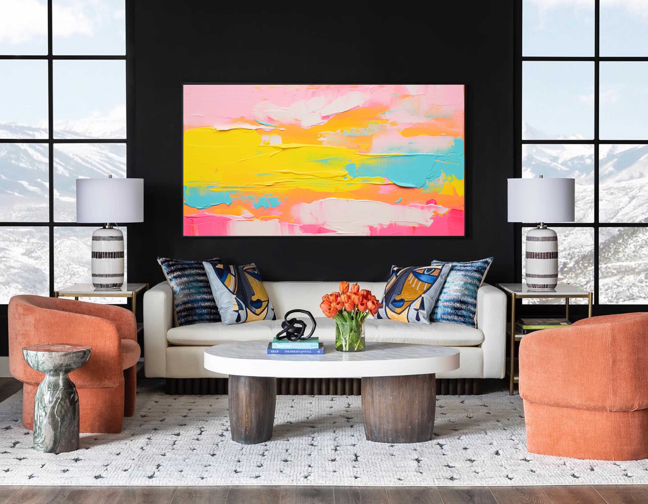 Large Bright Colorful Acrylic Painting Original Oil Painting On Canvas Modern Abstract Living Room Wall Art