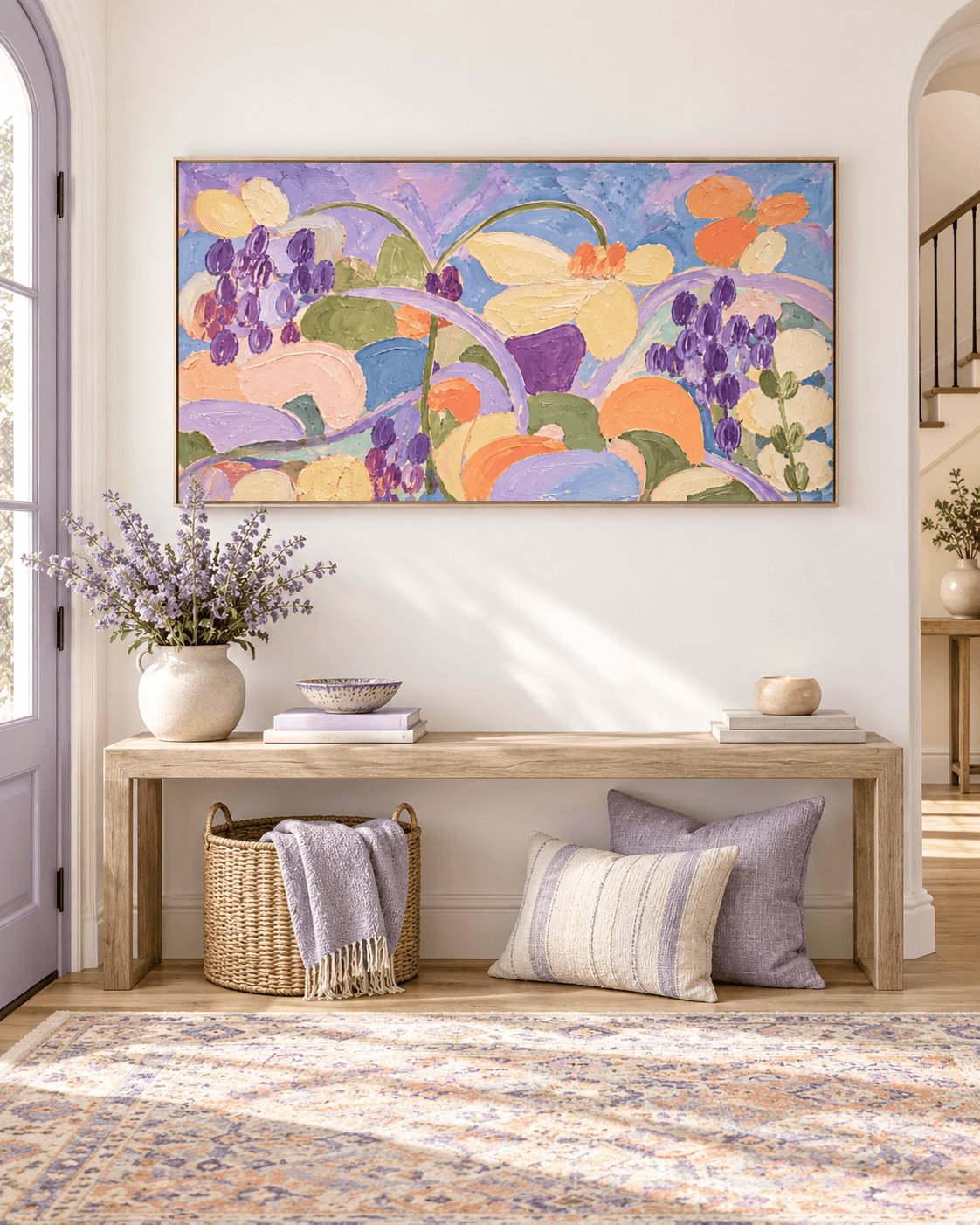 Romantic Textured Abstract Art Painting In Scandinavian Style For Bedroom