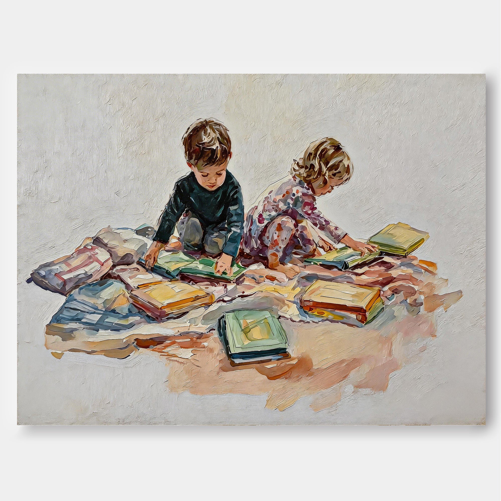 Adorable Kids Playing Art For Playroom Nursery And Kids Room Walls