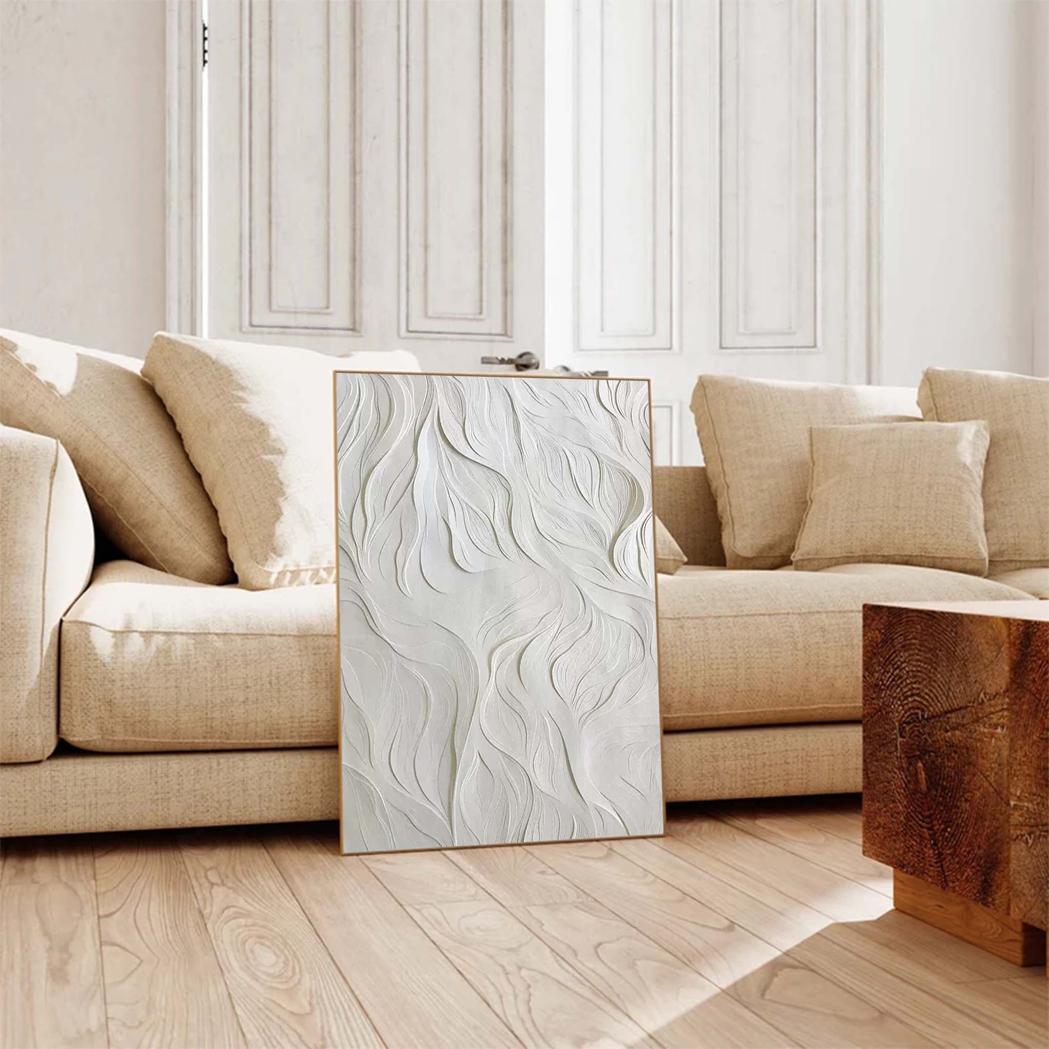 Abstract White Texture Minimalist Canvas Oil Painting Large Acrylic Painting Original Living Room Wall Art