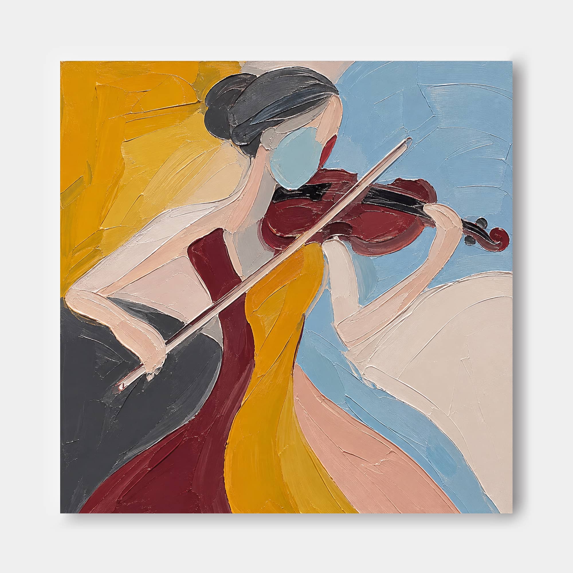Abstract Minimalist Art Featuring A Musician With Block Color Design