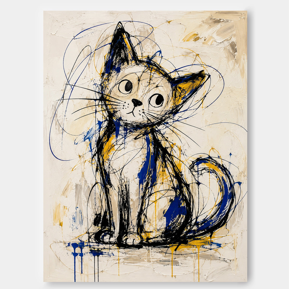 Modern Graffiti Cat Wall Art For Living Room And Kids Bedroom Decor