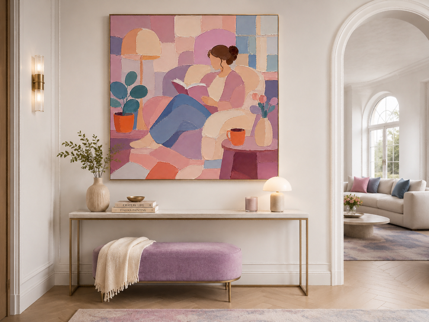 Geometric Block Style Artwork With People Theme For Unique Home Gift Ideas