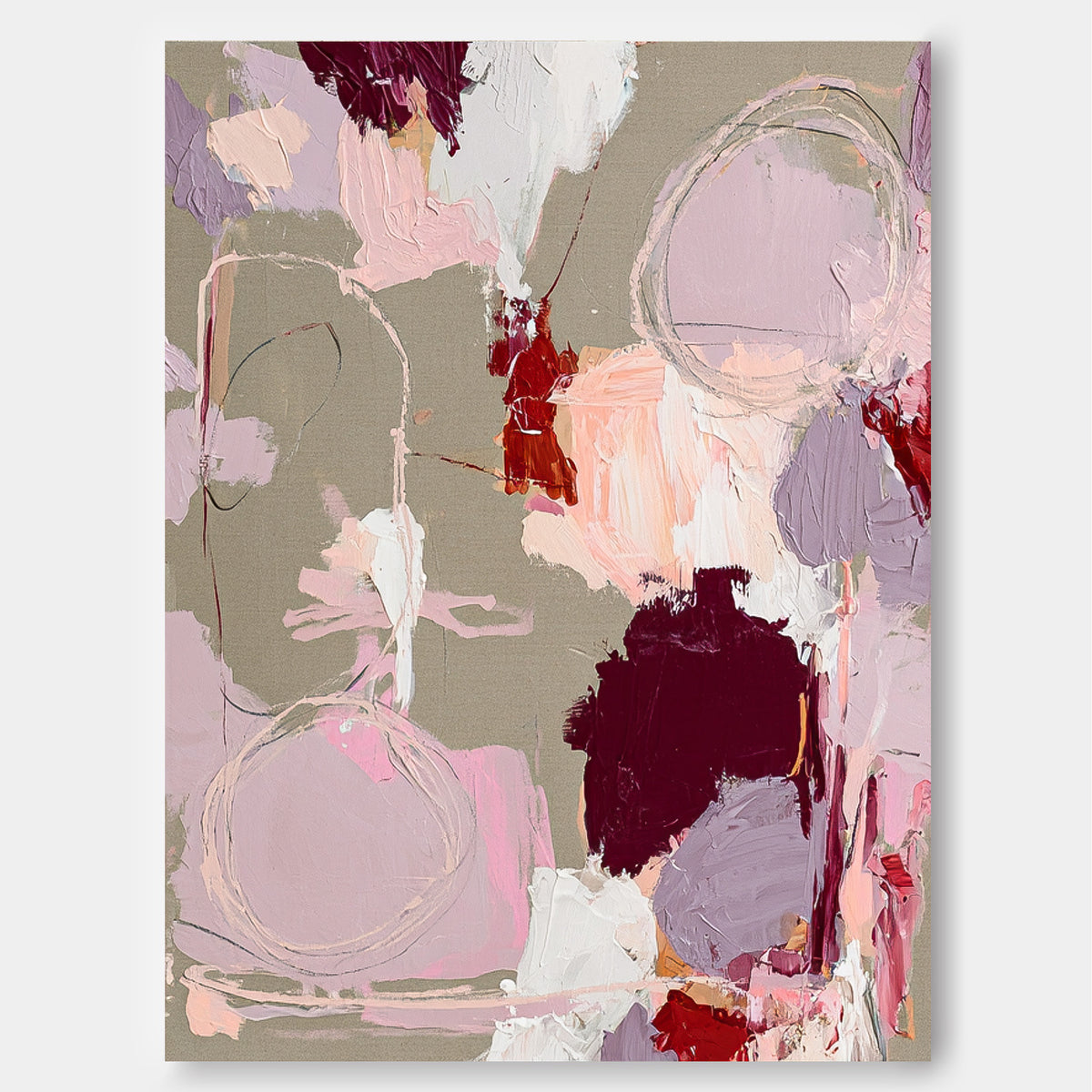 Textured Abstract Painting With Morandi Colors For Quiet Luxury Interiors