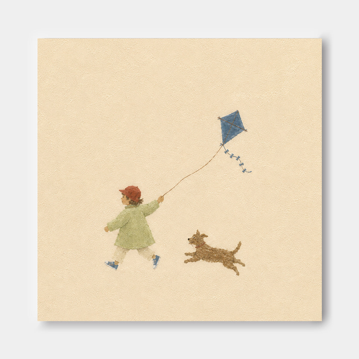Whimsical Kids Room Wall Art Boy With Dog And Kite