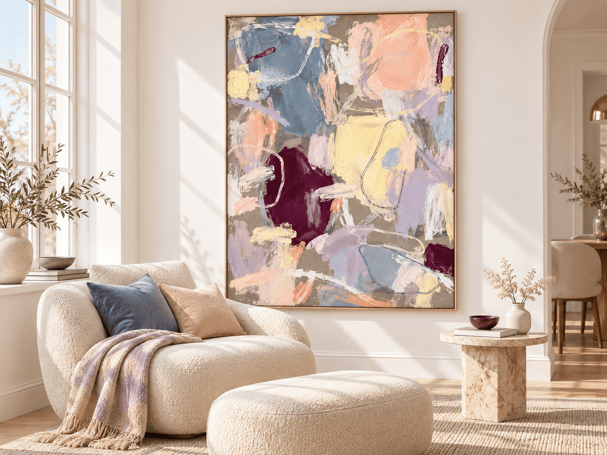 Scandinavian Abstract Art With Healing Pastel Colors And Texture