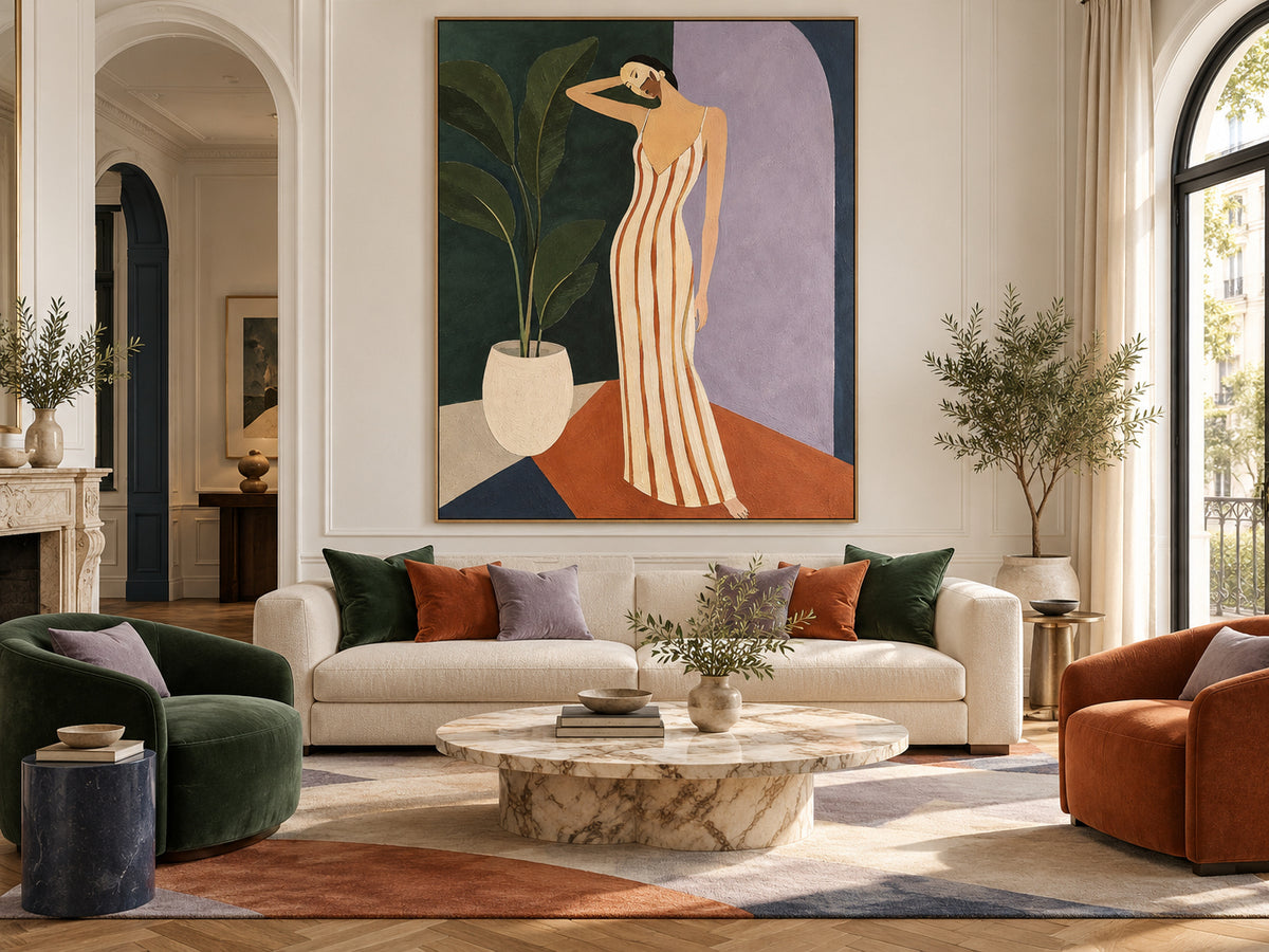 Abstract Modernist Figure Painting In Muted Earth Tones