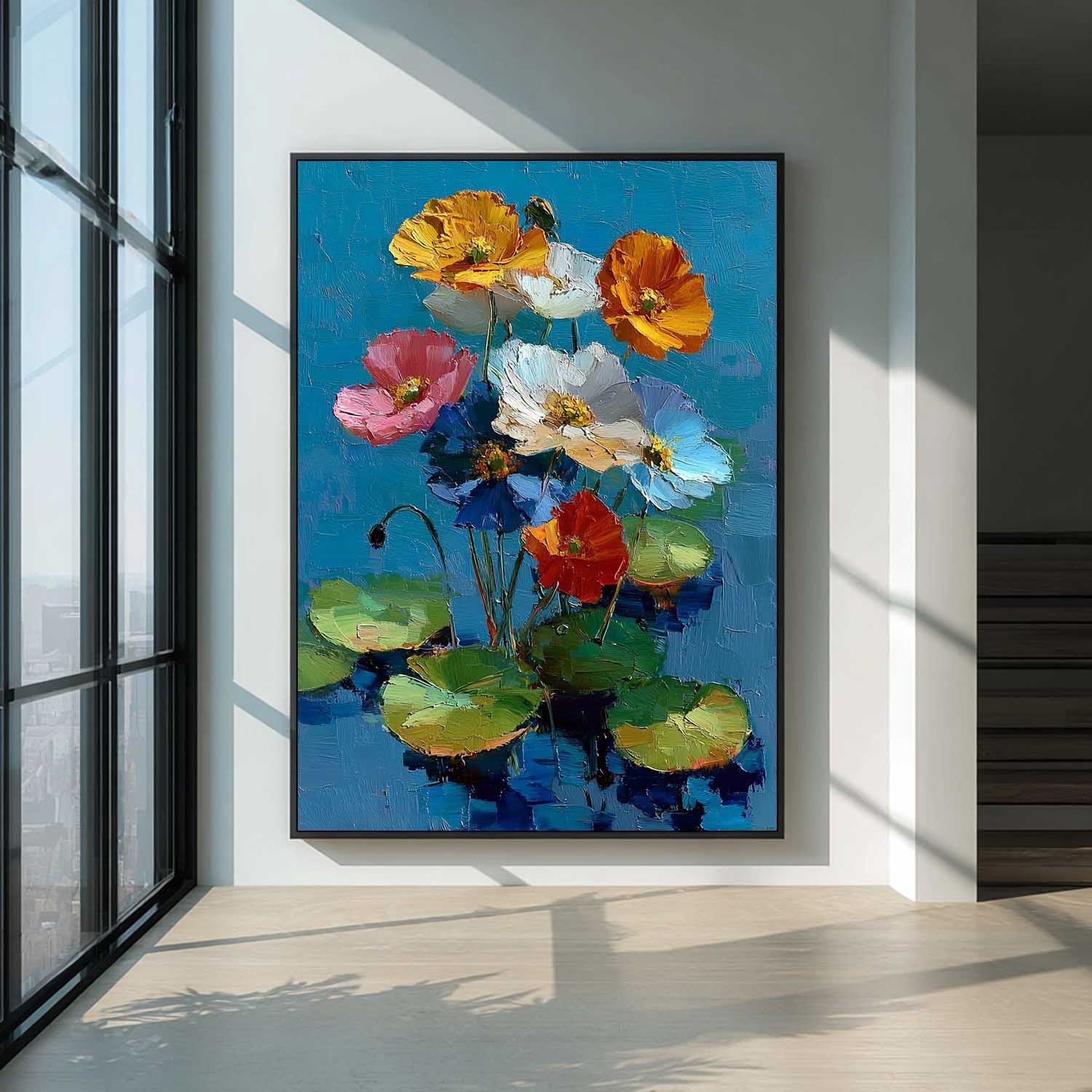 Original Modern Flower Artwork Texture Plant Wall Art Large Vibrant Bold Color Floral Oil Painting
