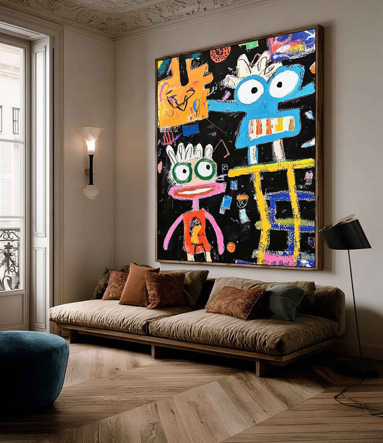Original Full Of Childlike Fun Artwork Abstract Figure Painting Canvas Large Graffiti Cartoon Wall Art