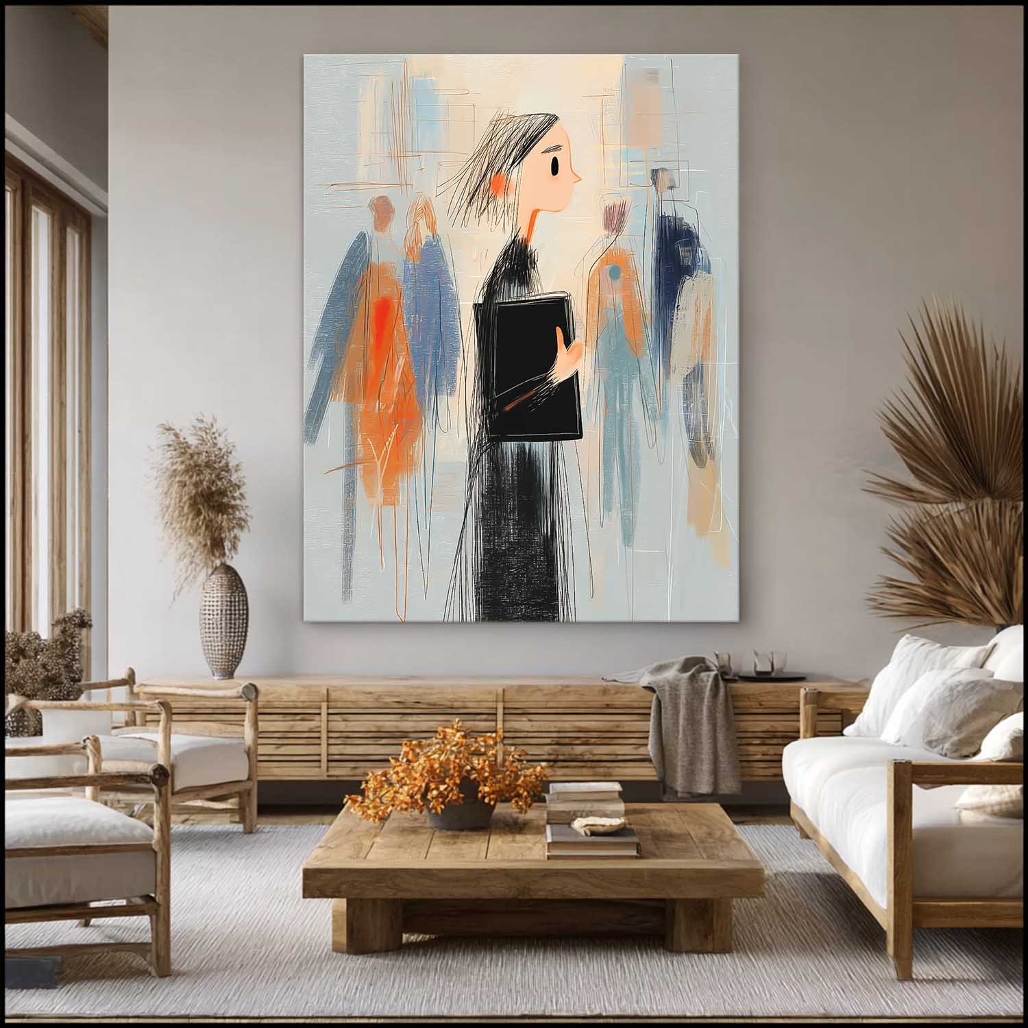Abstract Figure Painting Modern Wall Art For Living Room Decor Contemporary Urban Illustration