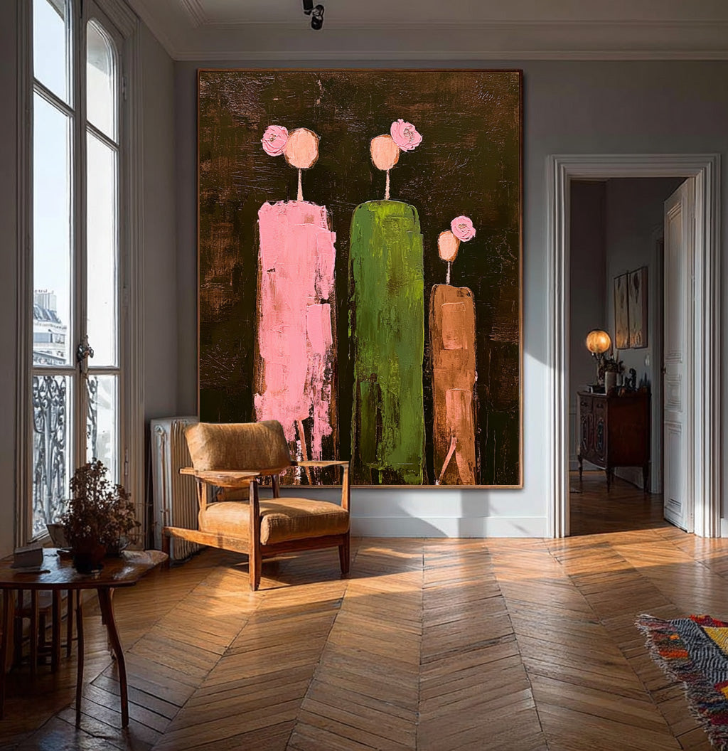 Textured Original Abstract Family Wall Art Unique Modern Decor with Soft Tones For Cozy Living Spaces