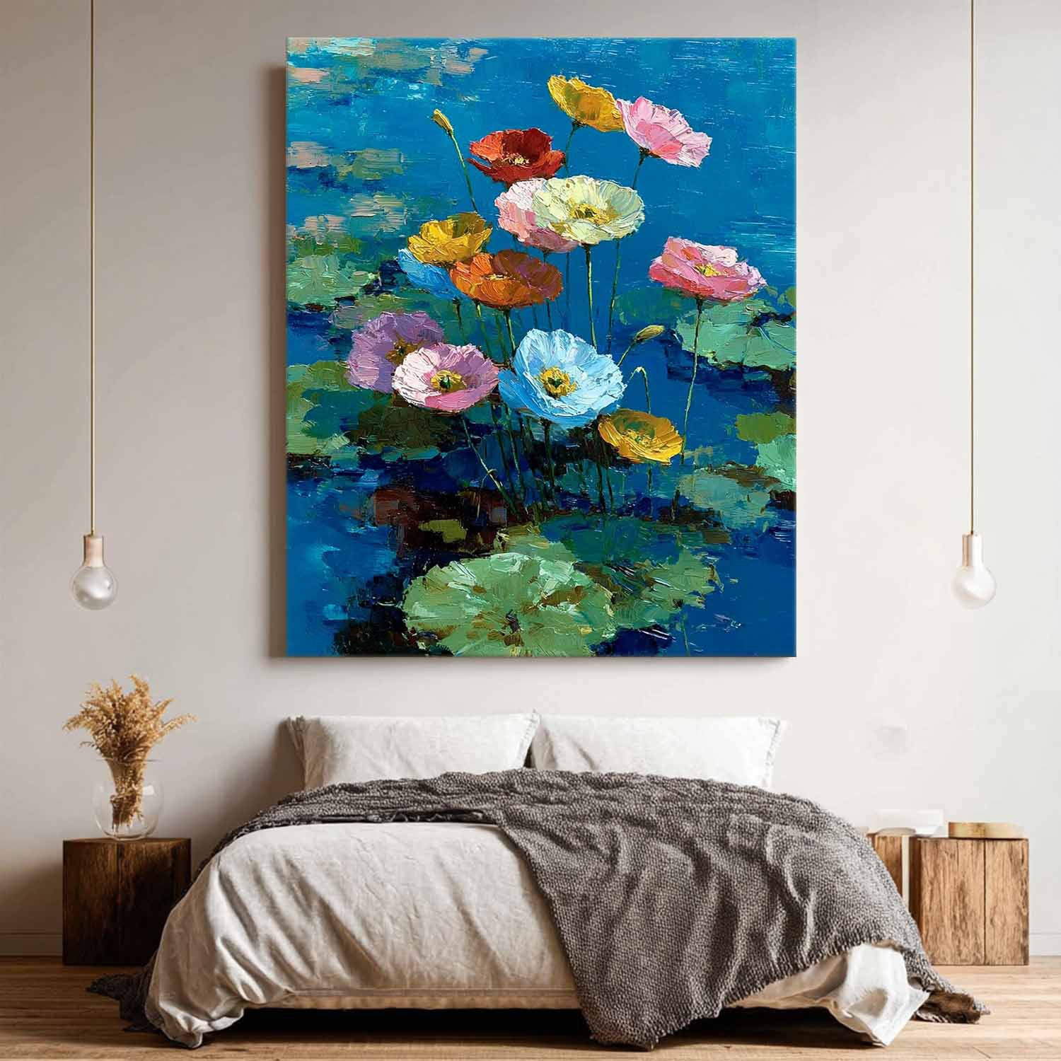 Texture Plant Wall Art Original Modern Flower Artwork Large Vibrant Bold Color Floral Oil Painting