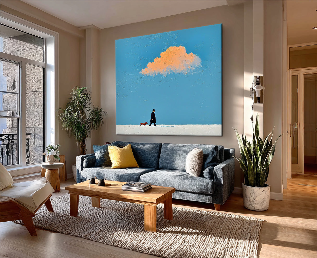 Original Minimalism Artwork Abstract Figure Painting Canvas Large Walking The Dg Wall Art Home Decor