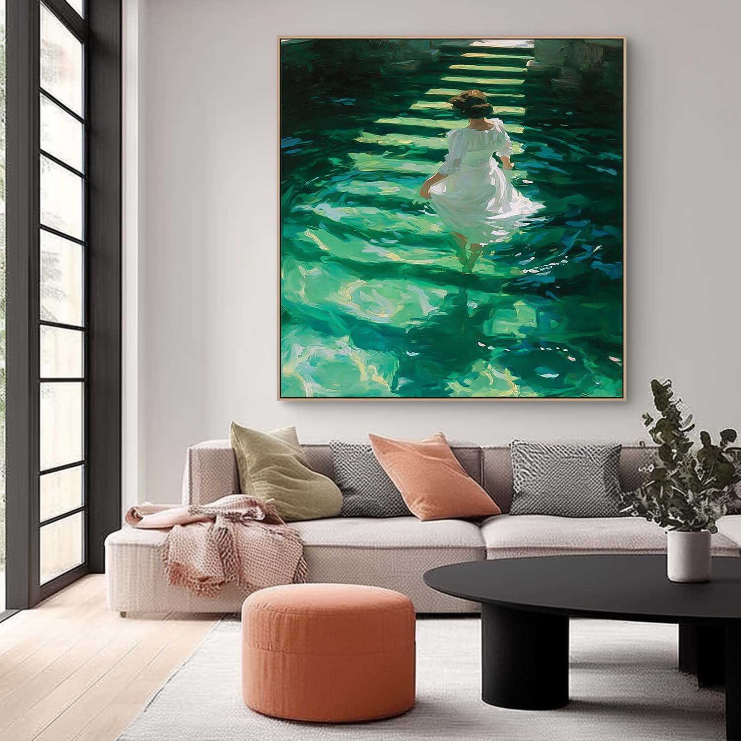 Woman In Water Oil Painting Modern Canvas Wall Art Decor With Light & Shadow Effect Handmade Painting