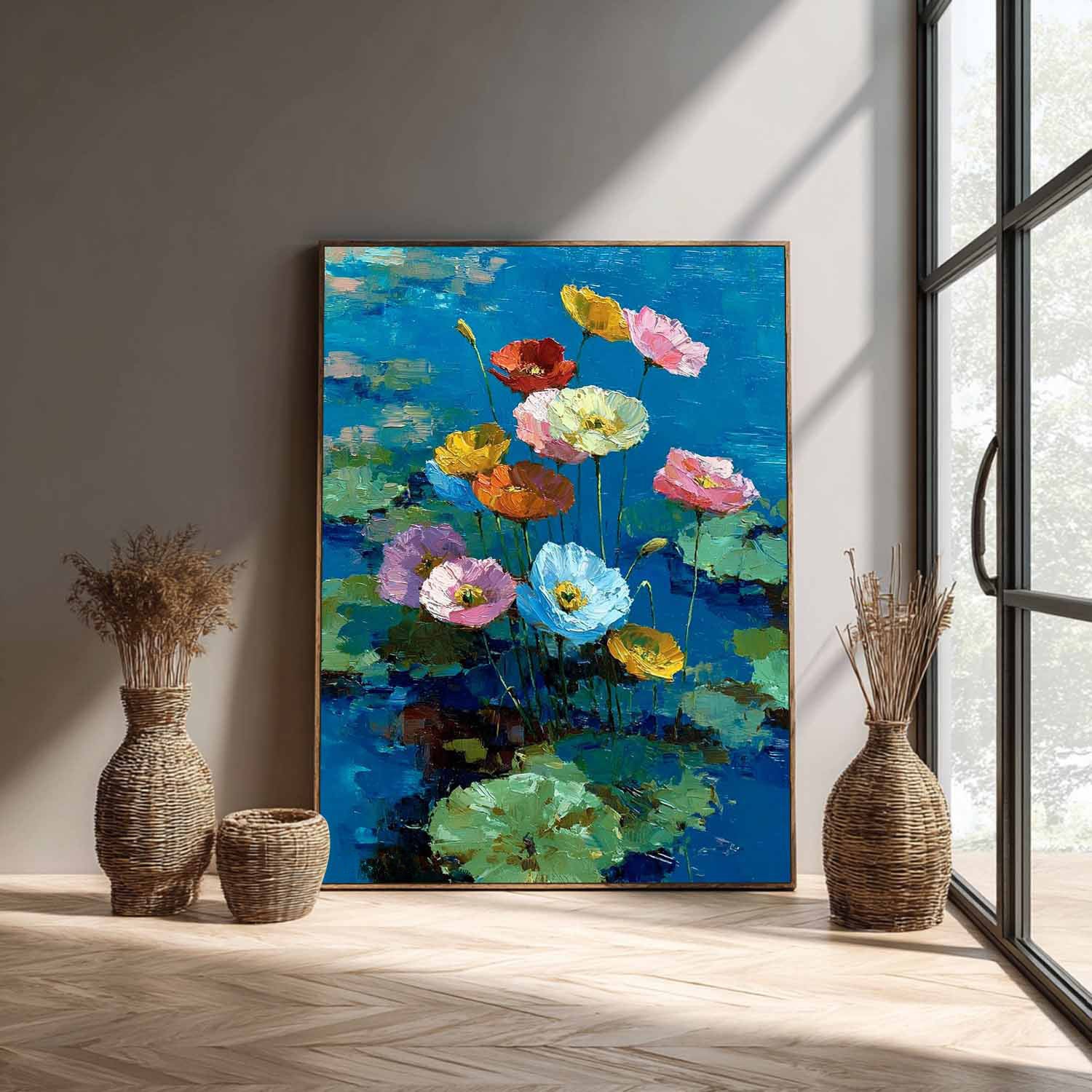 Texture Plant Wall Art Original Modern Flower Artwork Large Vibrant Bold Color Floral Oil Painting