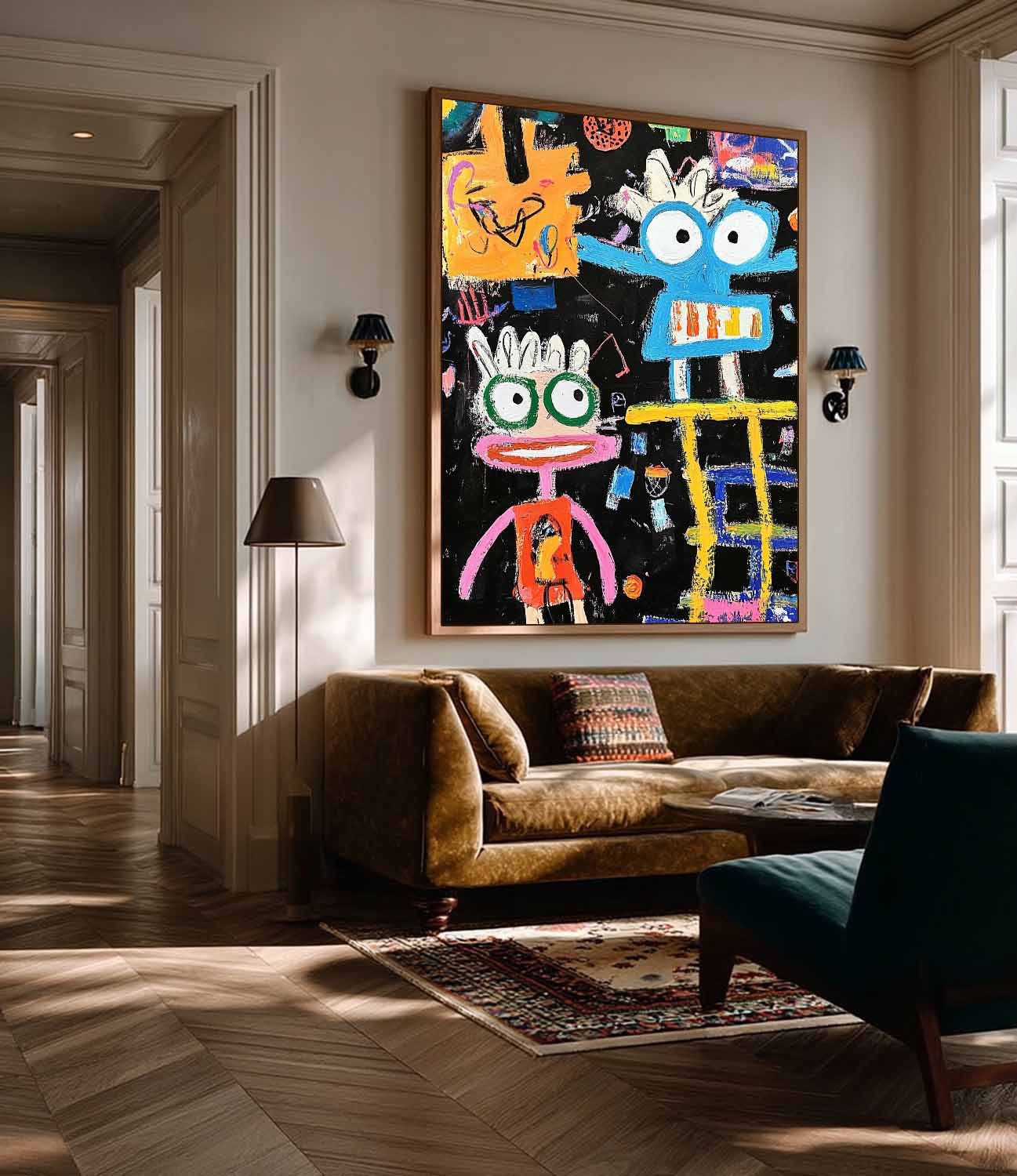 Original Full Of Childlike Fun Artwork Abstract Figure Painting Canvas Large Graffiti Cartoon Wall Art