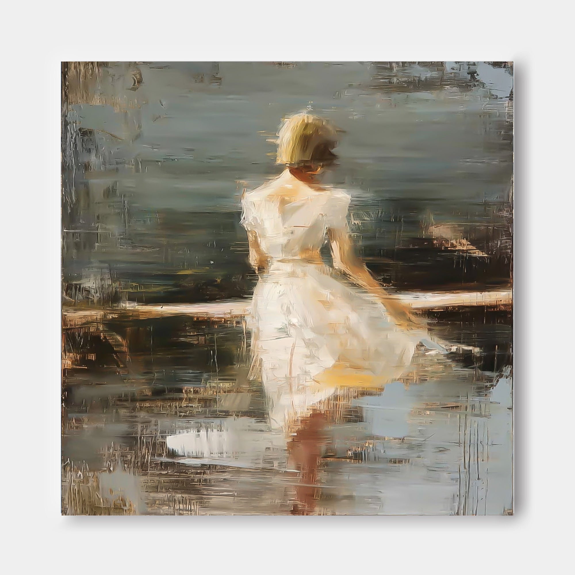 Vintage Abstract Figure Painting With Expressive Texture For Modern Living Room Decor